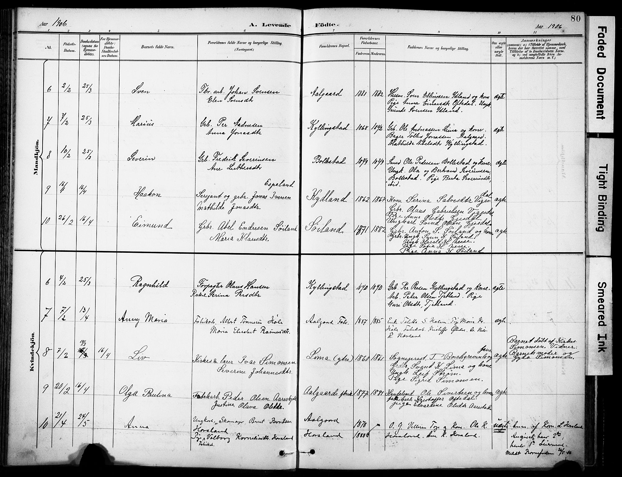 Lye sokneprestkontor, AV/SAST-A-101794/001/30BA/L0012: Parish register (official) no. A 11, 1896-1909, p. 80