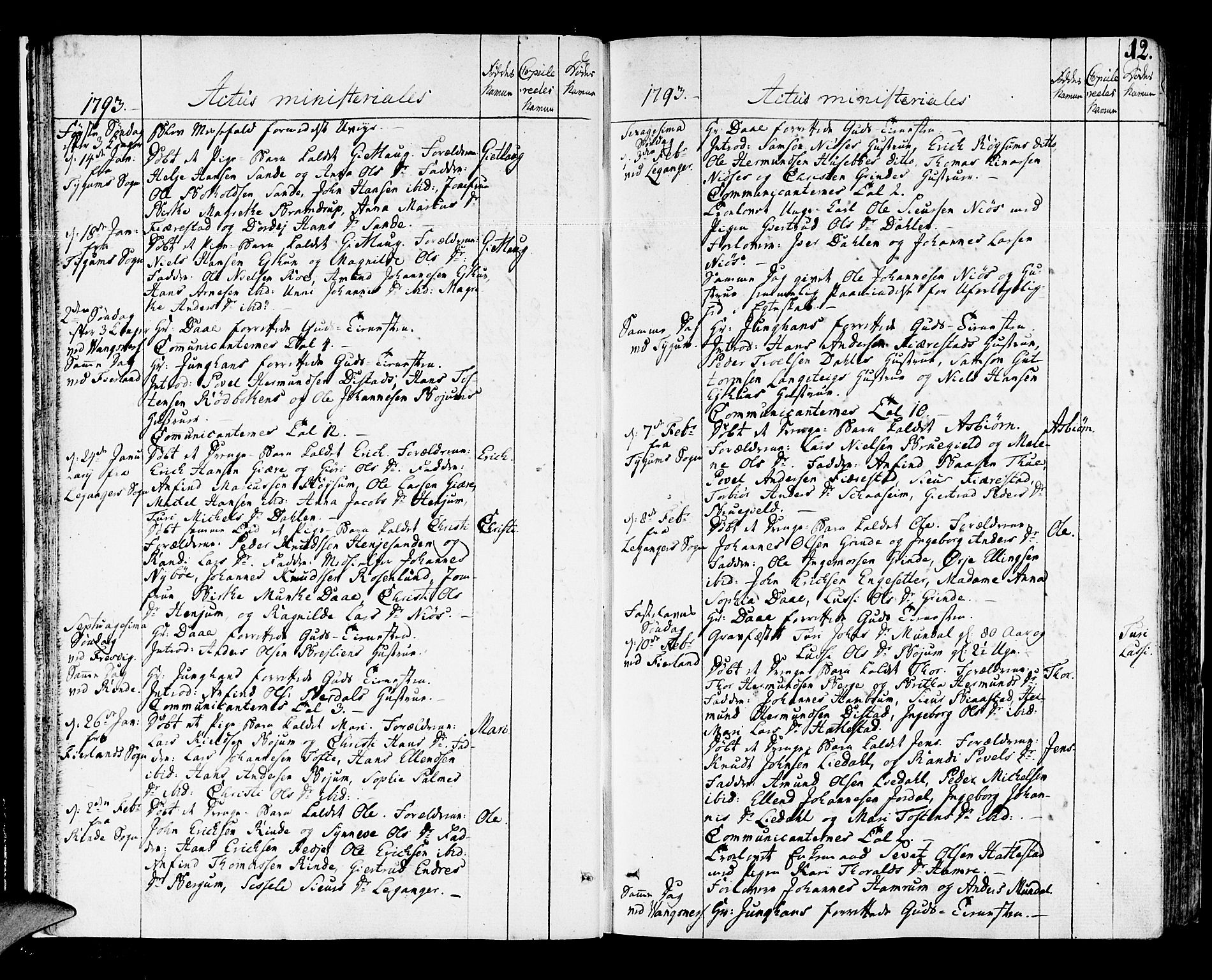Leikanger sokneprestembete, AV/SAB-A-81001/H/Haa/Haaa/L0005: Parish register (official) no. A 5, 1792-1809, p. 12