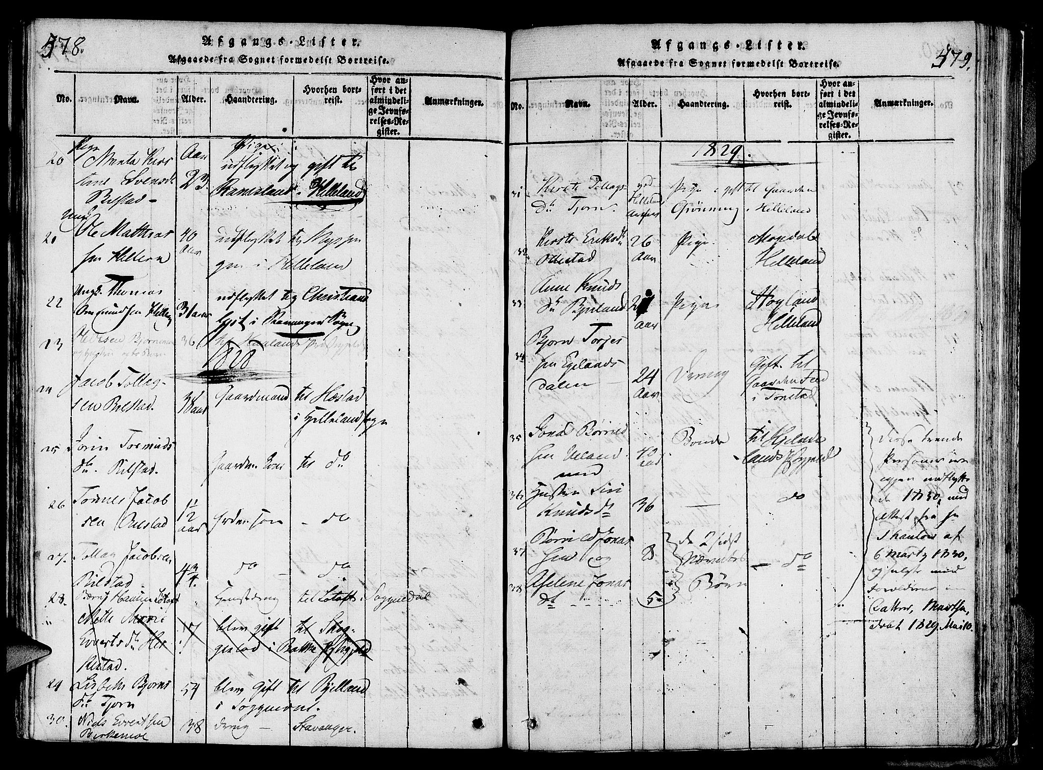 Lund sokneprestkontor, SAST/A-101809/S06/L0006: Parish register (official) no. A 6, 1816-1839, p. 578-579