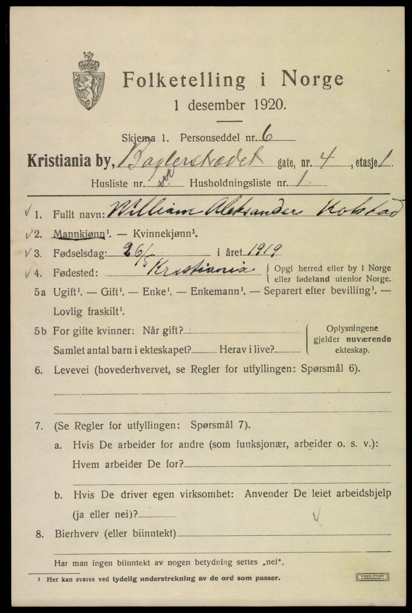 SAO, 1920 census for Kristiania, 1920, p. 147275