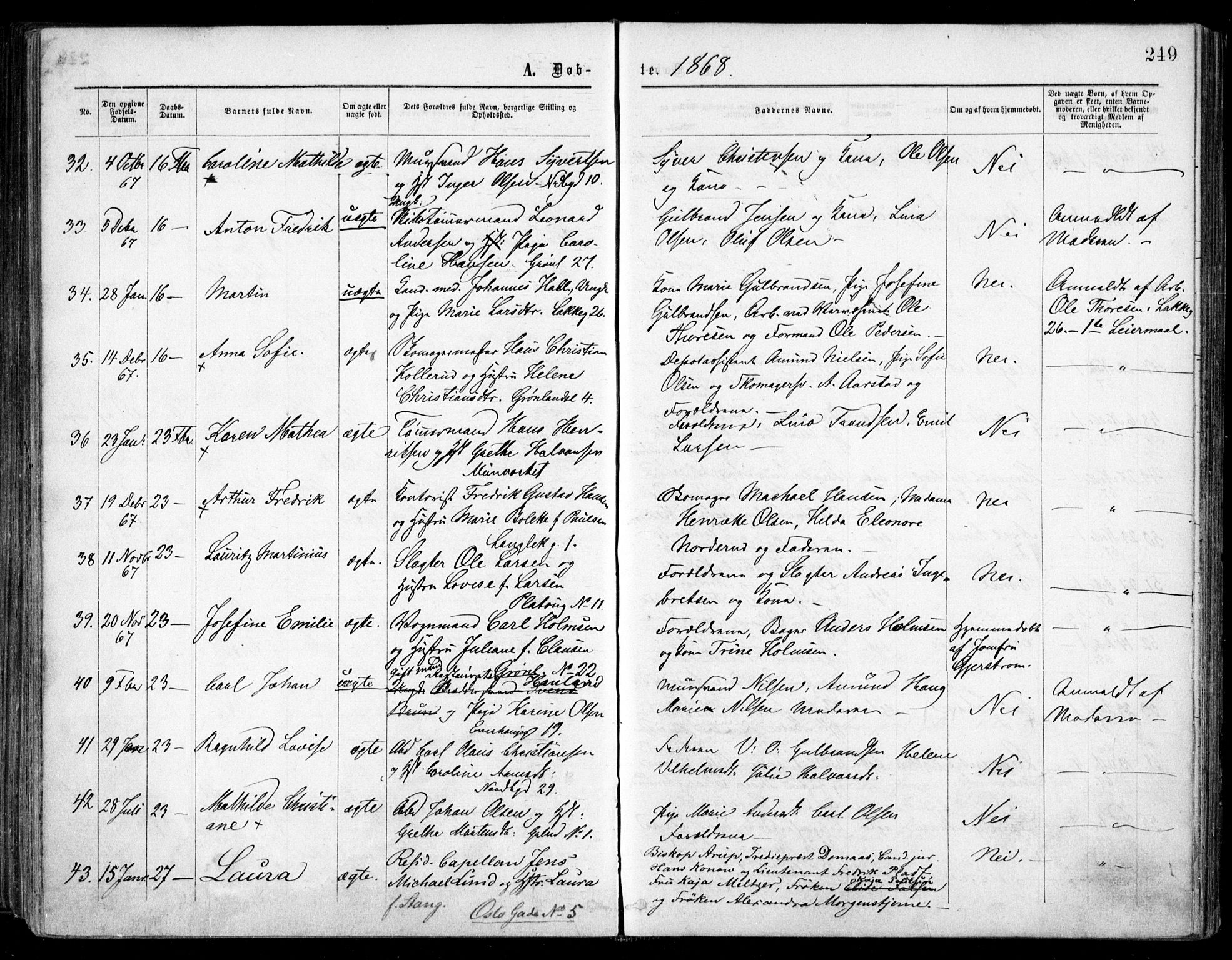 Grønland prestekontor Kirkebøker, AV/SAO-A-10848/F/Fa/L0002: Parish register (official) no. 2, 1862-1868, p. 249