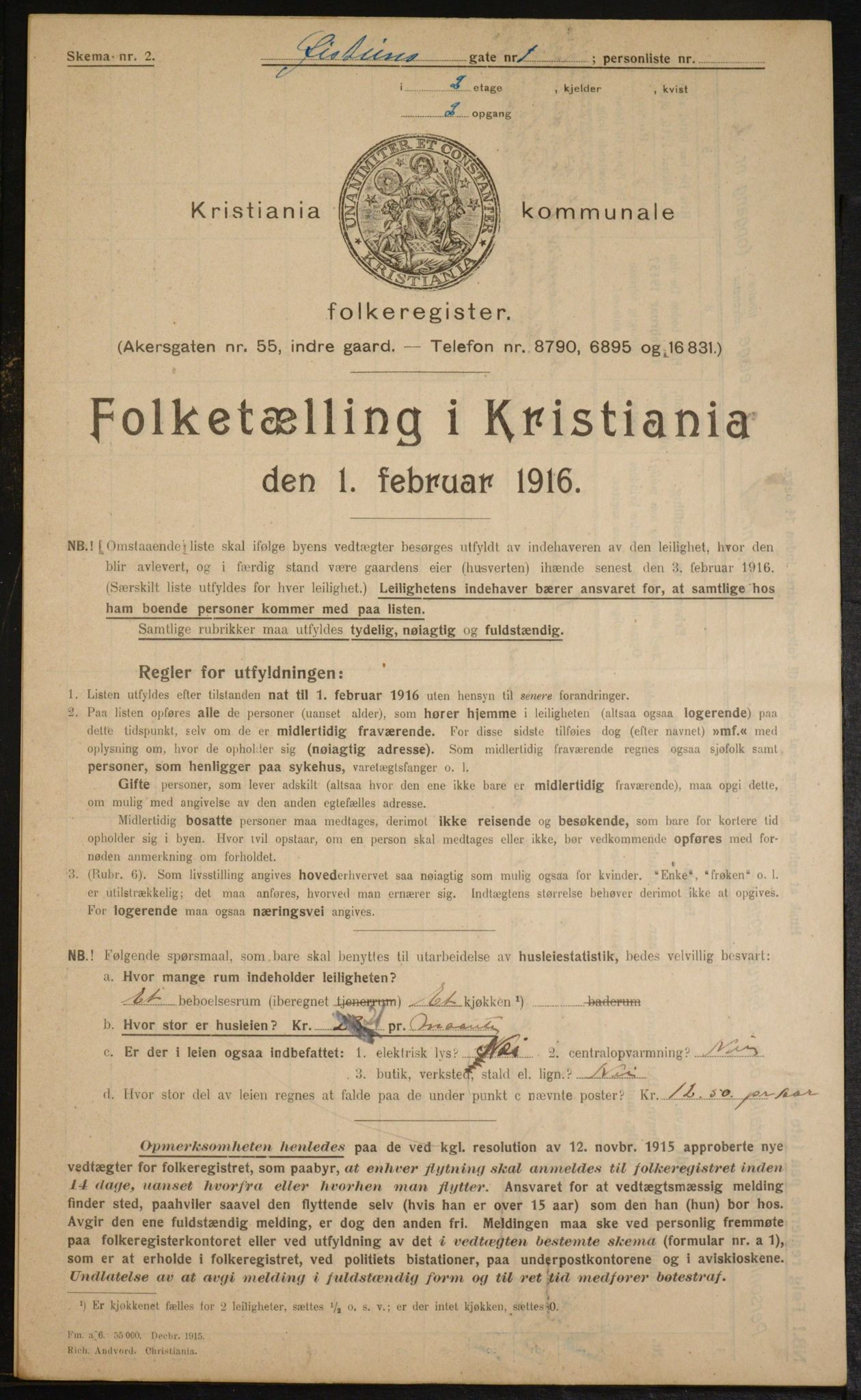 OBA, Municipal Census 1916 for Kristiania, 1916, p. 133978