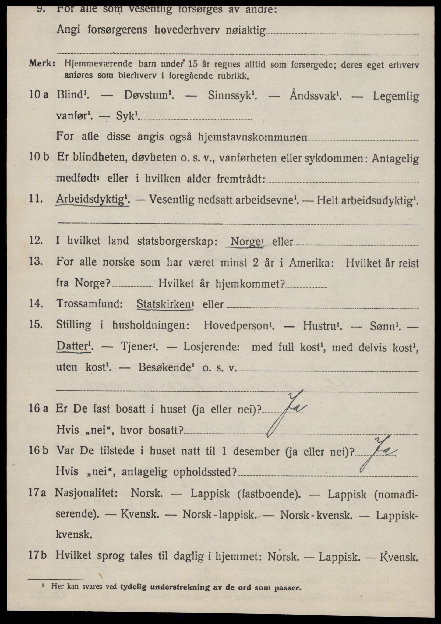 SAT, 1920 census for Hemne, 1920, p. 5407