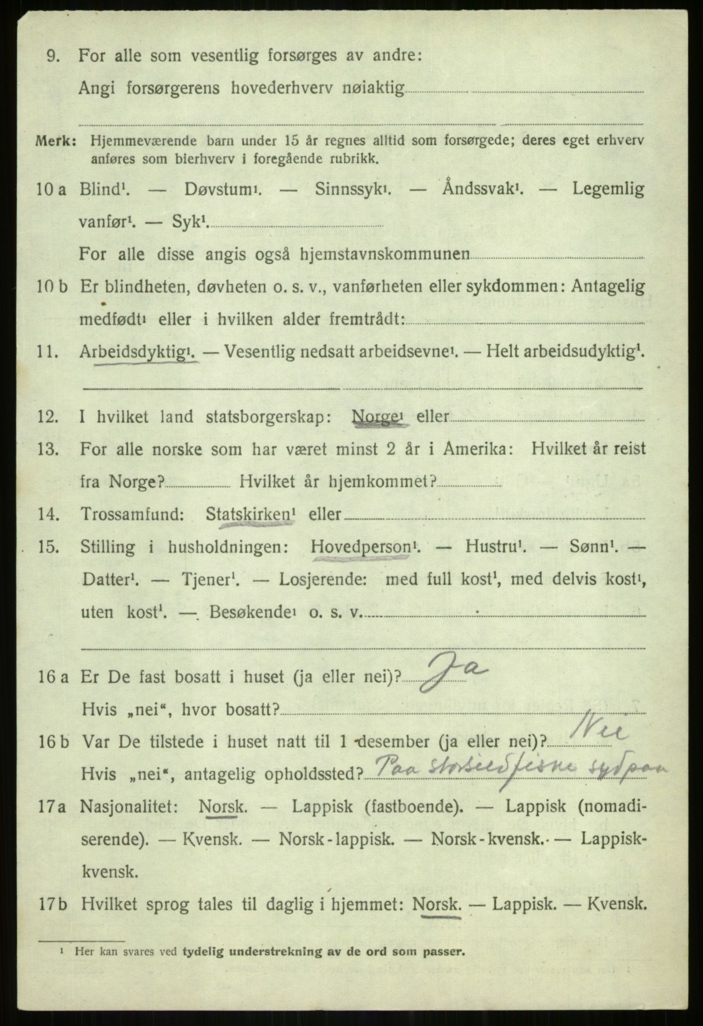 SATØ, 1920 census for Torsken, 1920, p. 1616