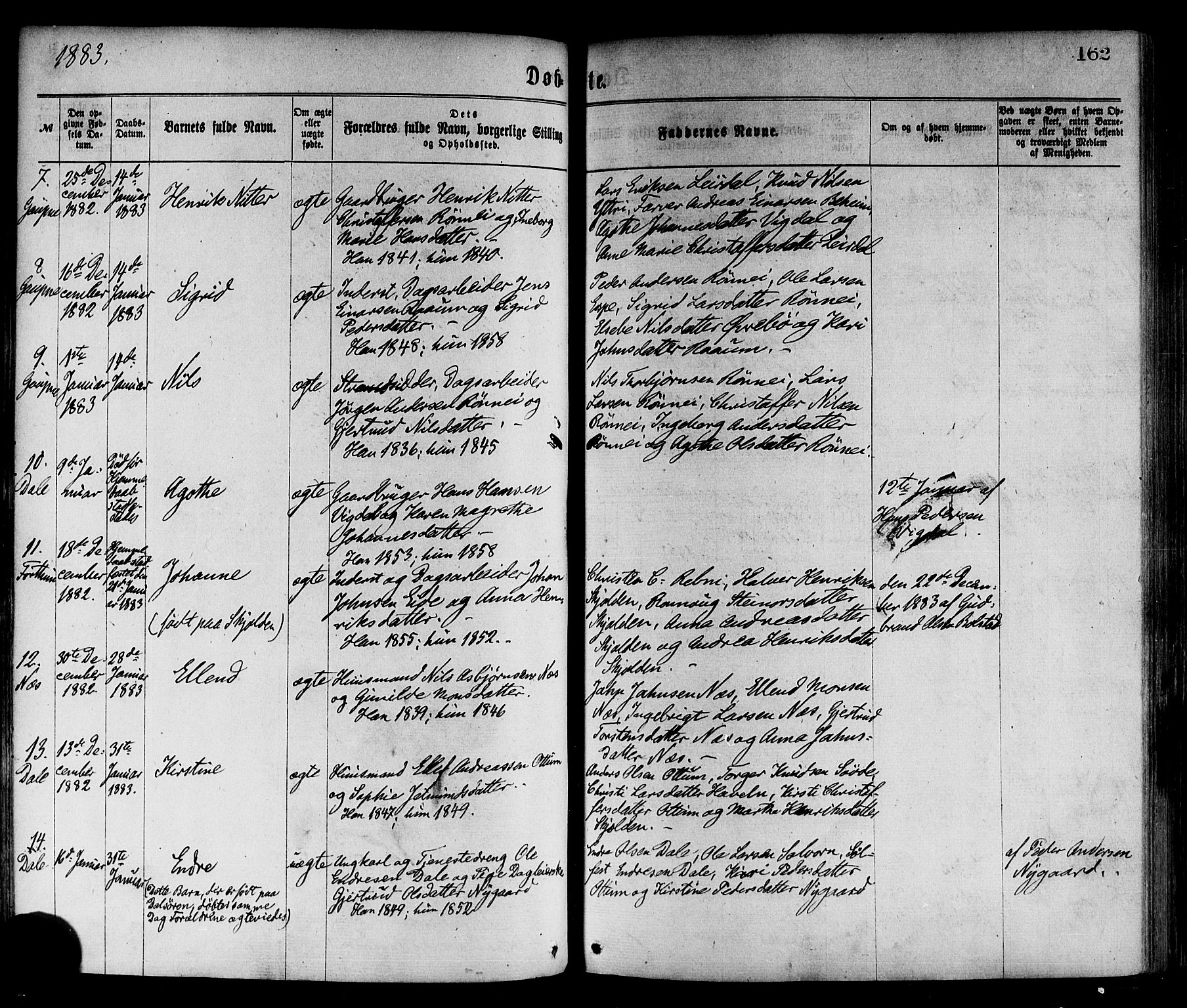 Luster sokneprestembete, AV/SAB-A-81101/H/Haa/Haaa/L0010: Parish register (official) no. A 10, 1871-1886, p. 162