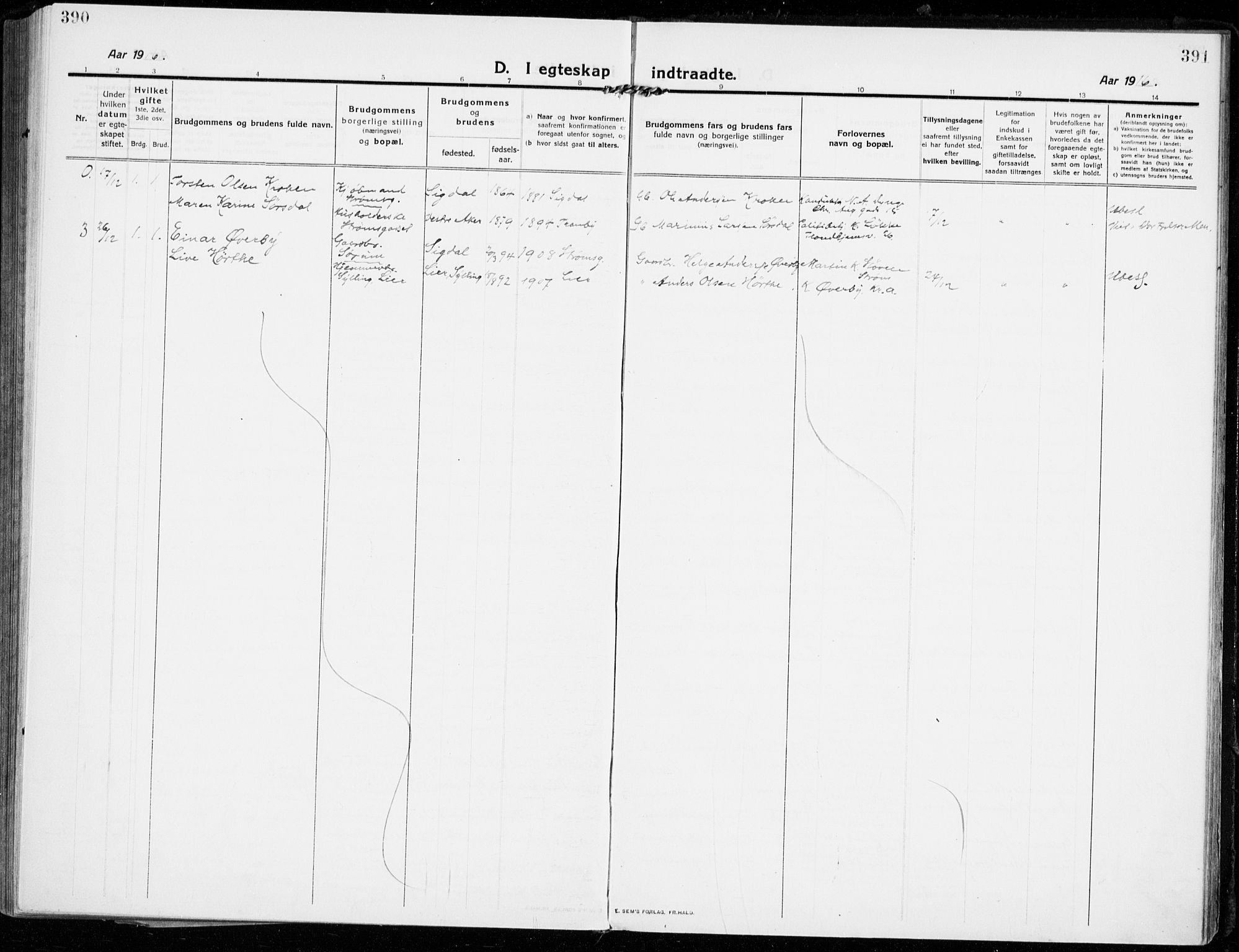 Strømsgodset kirkebøker, AV/SAKO-A-324/F/Fa/L0002: Parish register (official) no. 2, 1910-1920, p. 390-391