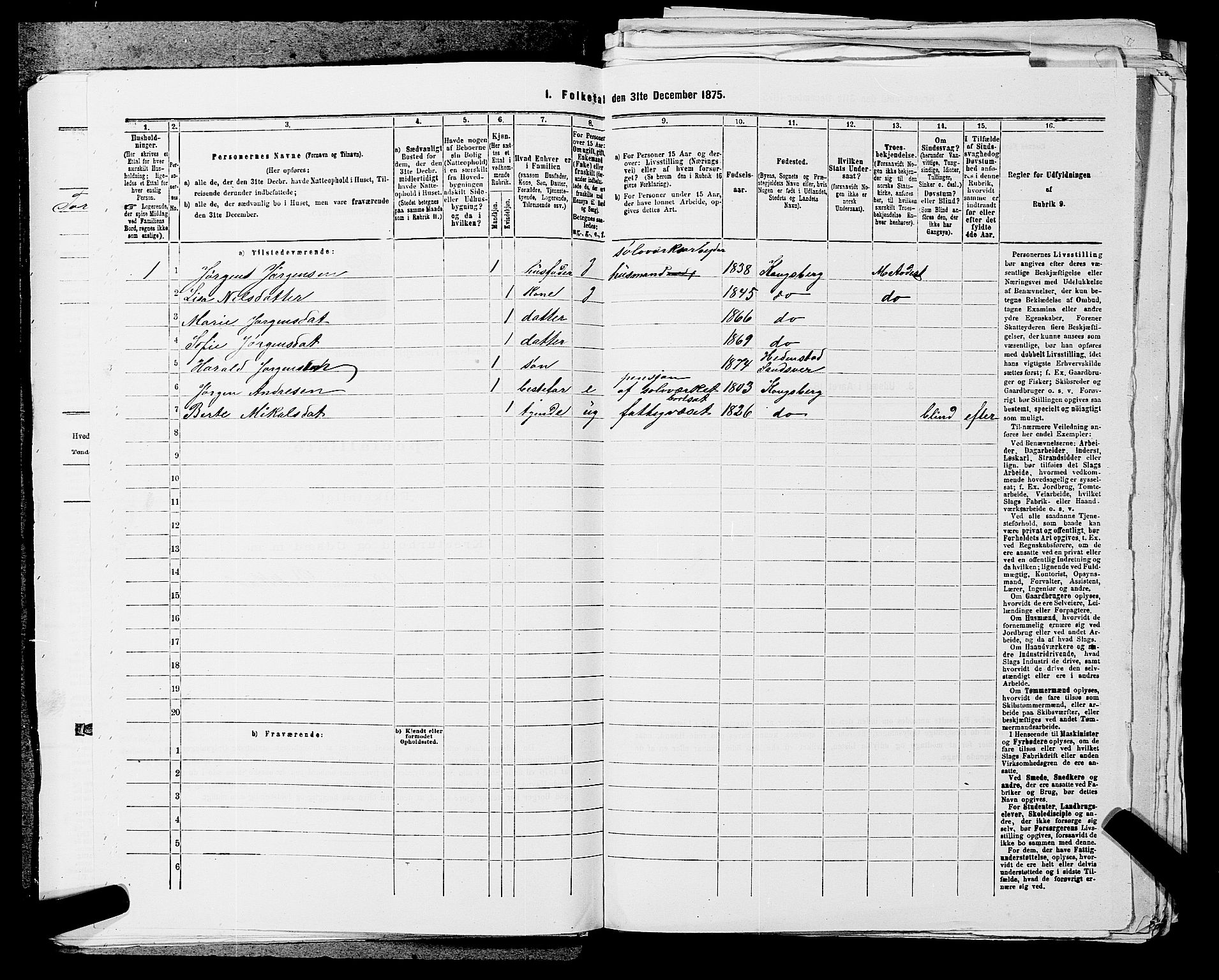 SAKO, 1875 census for 0629P Sandsvær, 1875, p. 1572