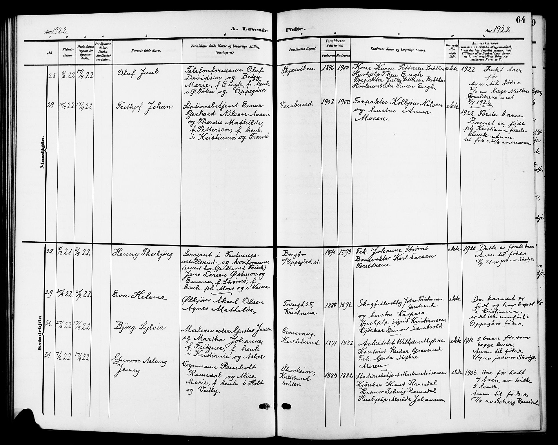 Nesodden prestekontor Kirkebøker, AV/SAO-A-10013/G/Gb/L0001: Parish register (copy) no. II 1, 1905-1924, p. 64