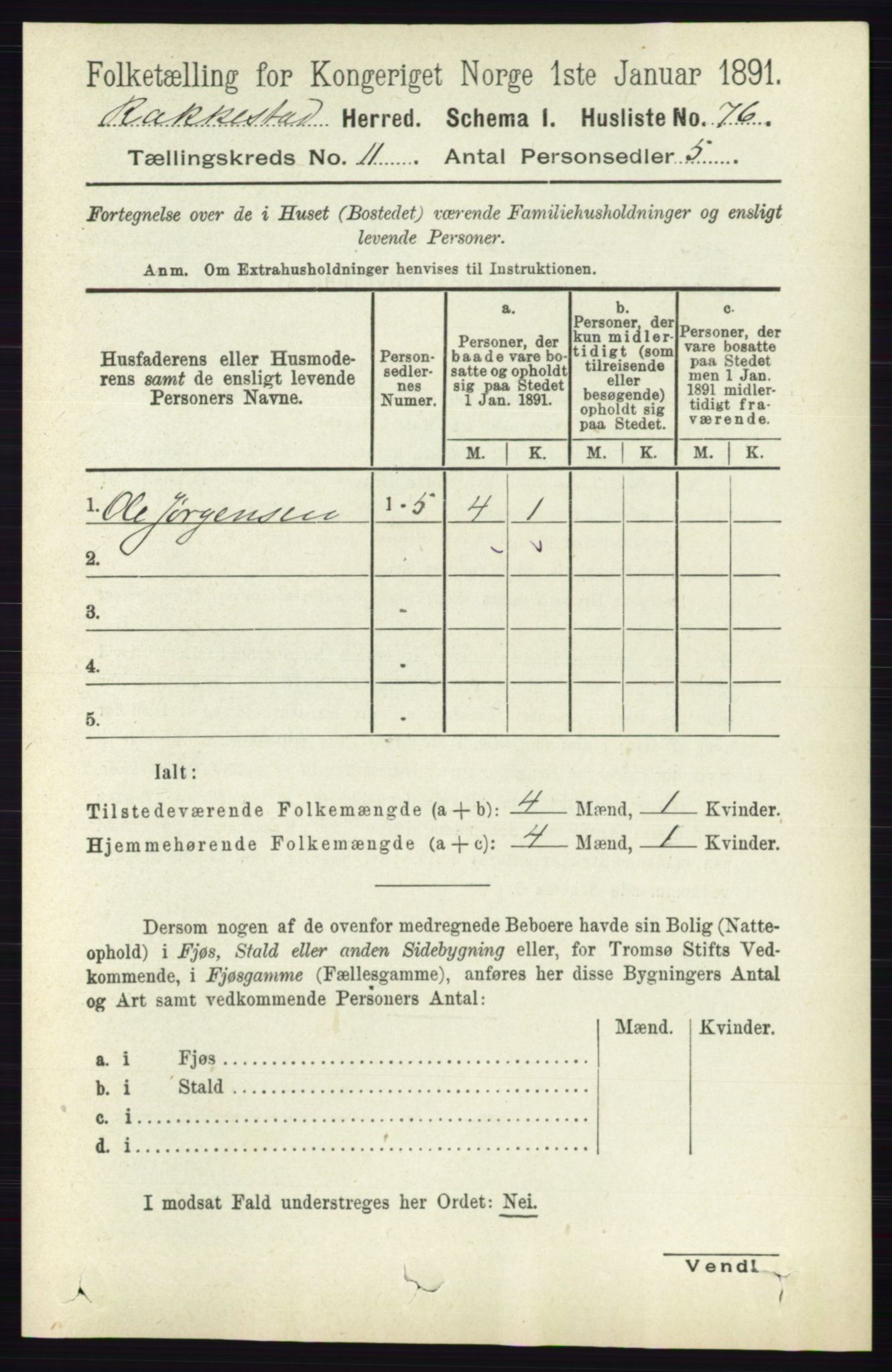 RA, 1891 census for 0128 Rakkestad, 1891, p. 5154