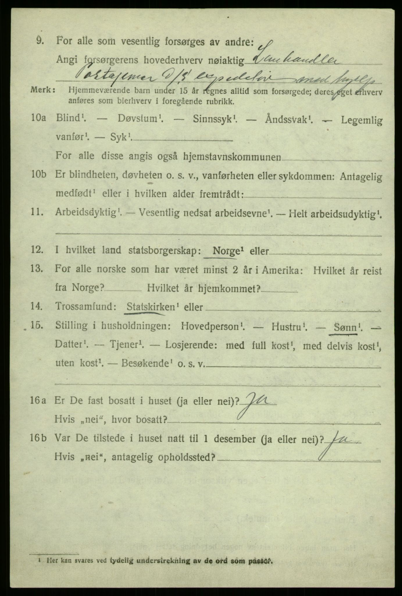 SAB, 1920 census for Sogndal, 1920, p. 6616