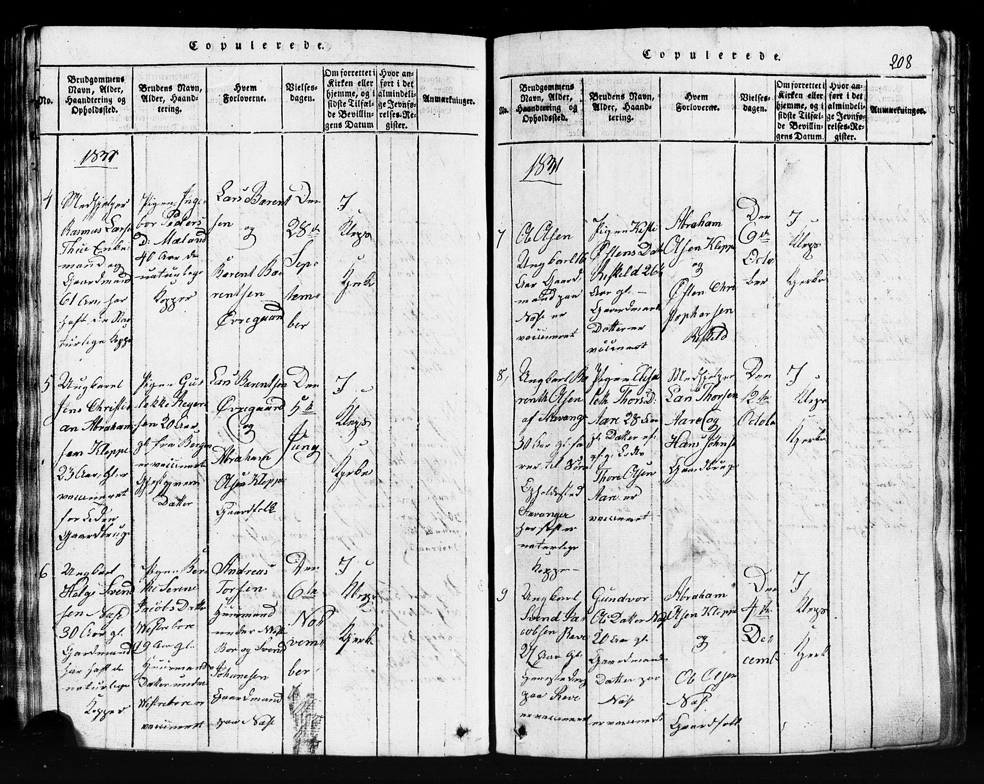 Klepp sokneprestkontor, AV/SAST-A-101803/001/3/30BB/L0001: Parish register (copy) no.  B 1, 1816-1859, p. 208