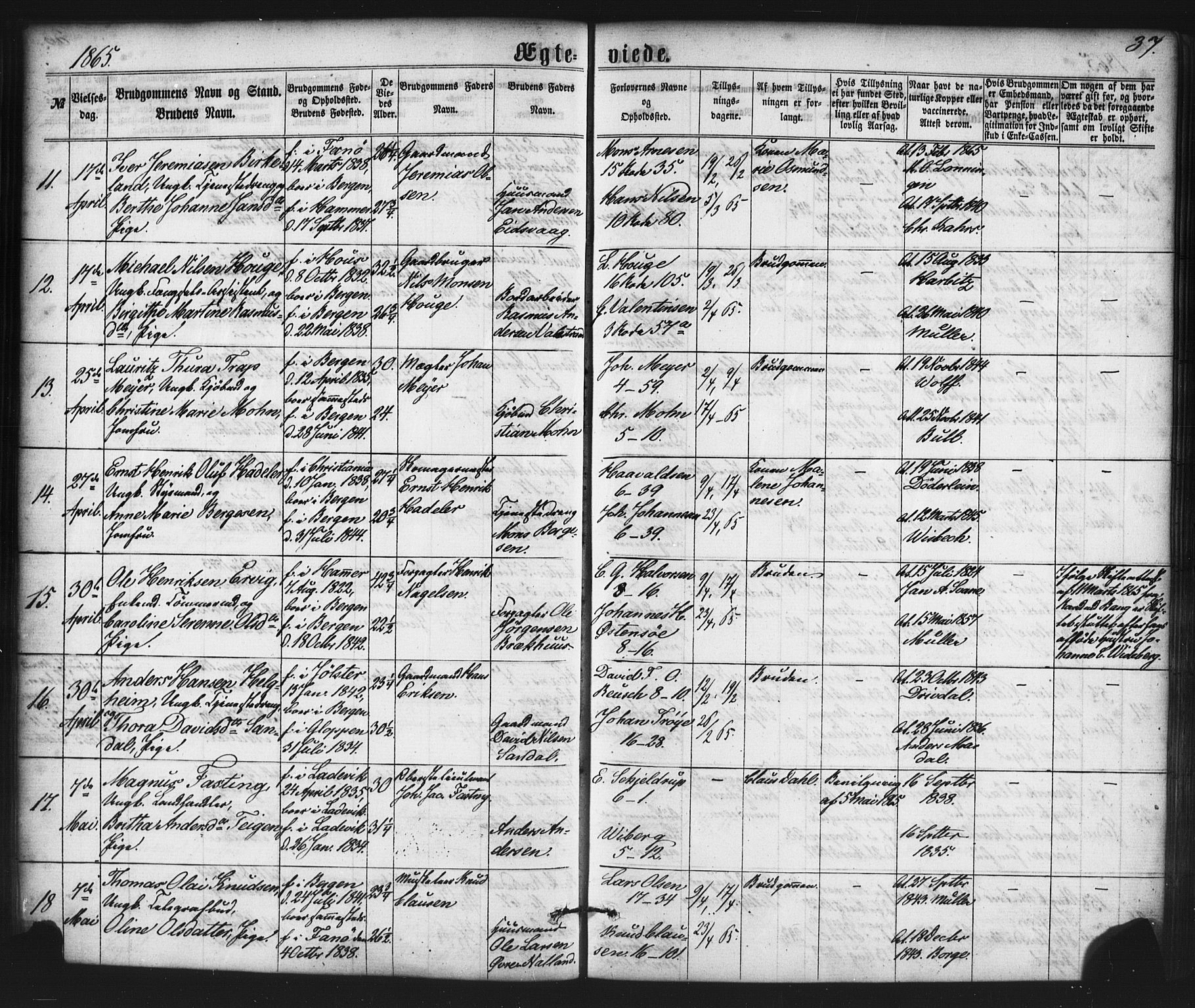 Nykirken Sokneprestembete, AV/SAB-A-77101/H/Haa/L0032: Parish register (official) no. D 2, 1861-1883, p. 37