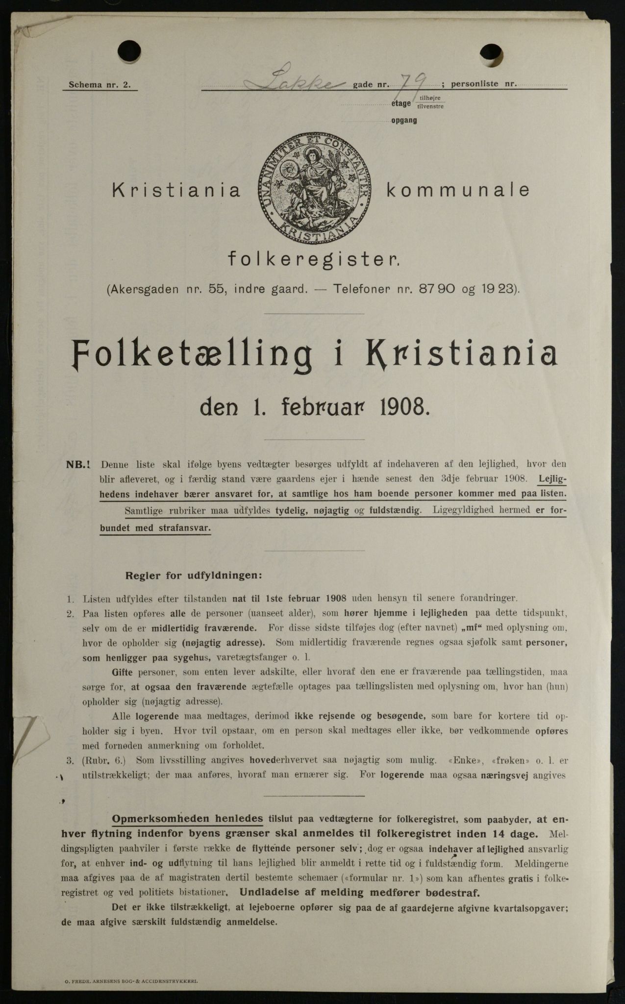 OBA, Municipal Census 1908 for Kristiania, 1908, p. 50498