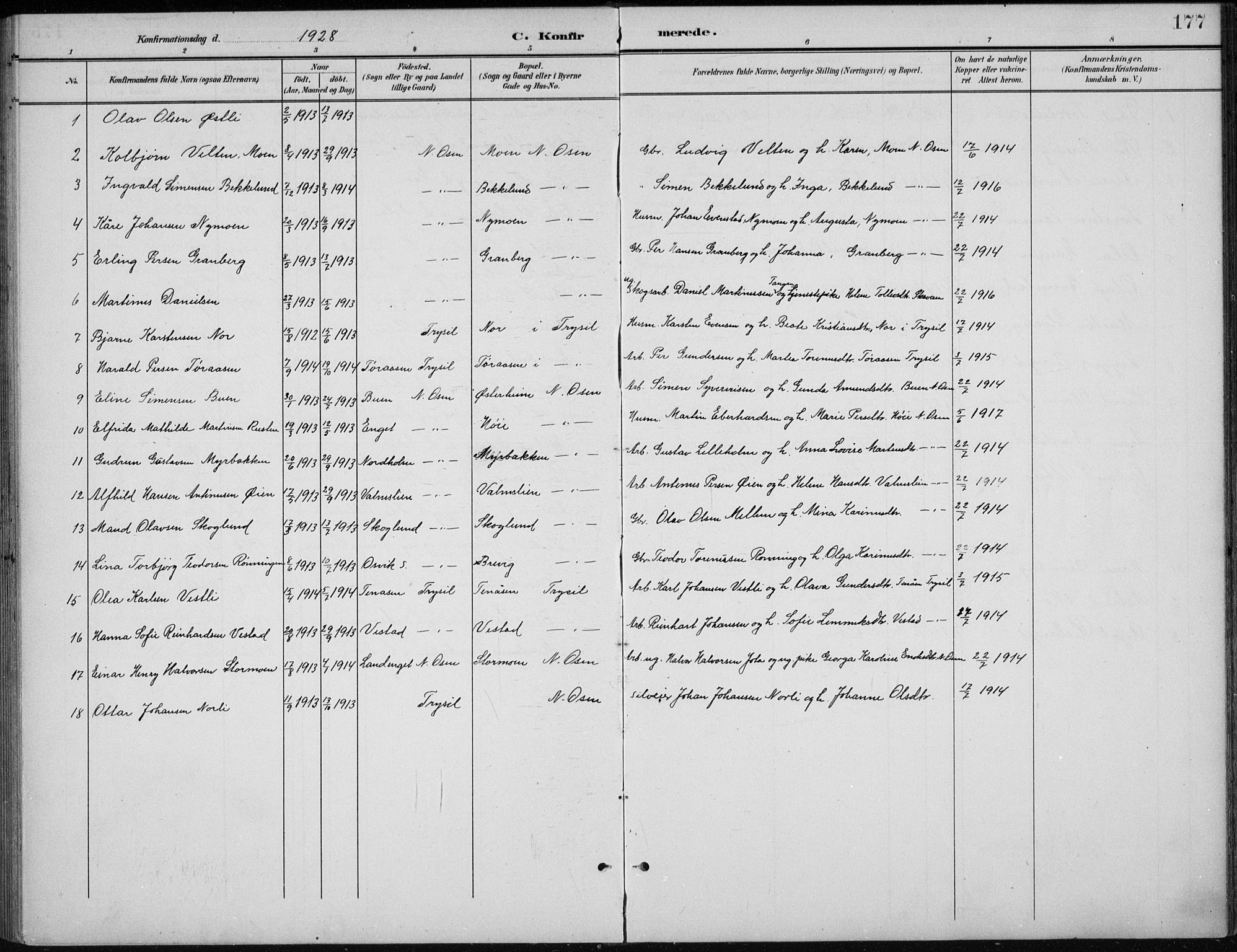 Åmot prestekontor, Hedmark, AV/SAH-PREST-056/H/Ha/Hab/L0003: Parish register (copy) no. 3, 1902-1938, p. 177