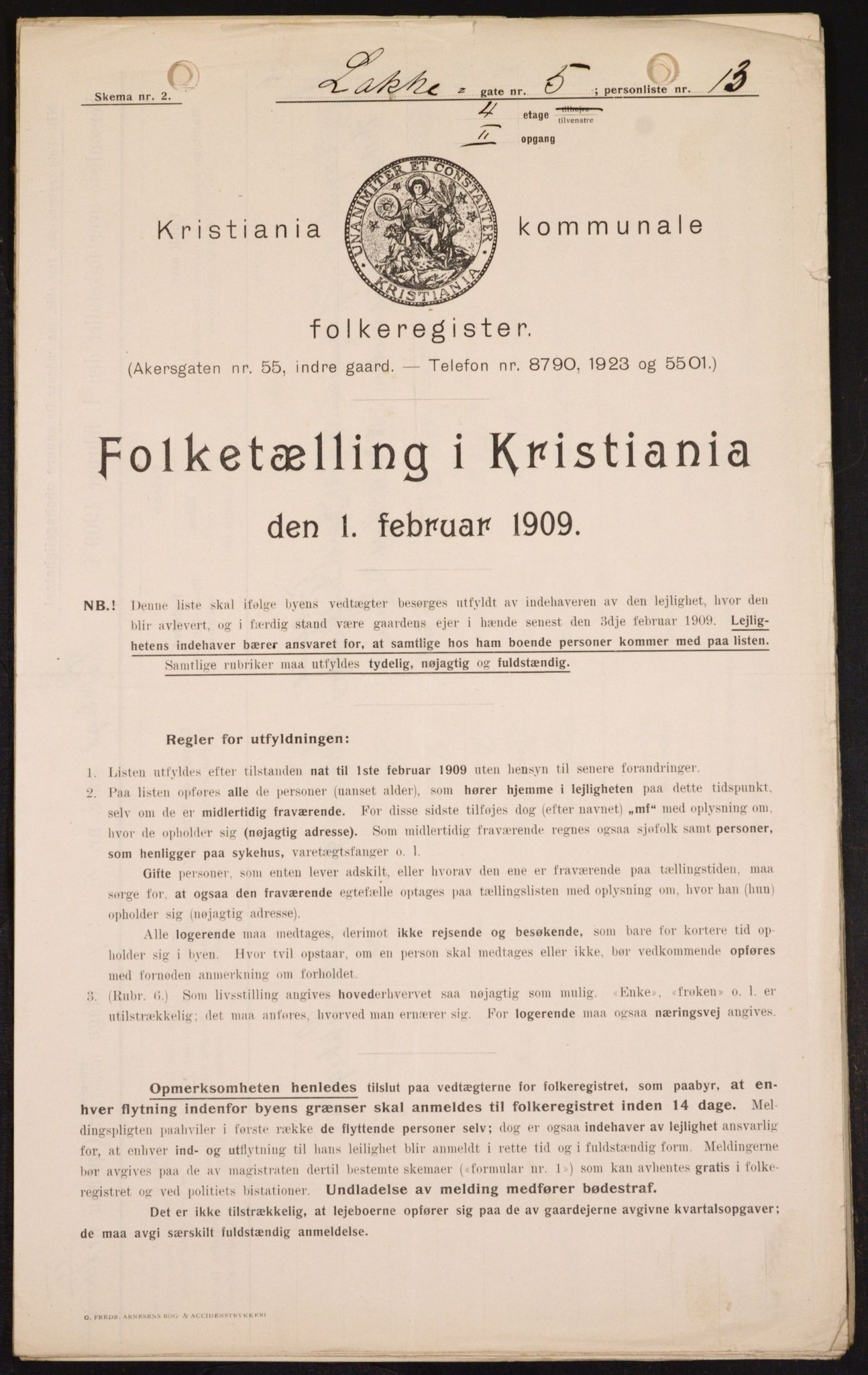 OBA, Municipal Census 1909 for Kristiania, 1909, p. 50450