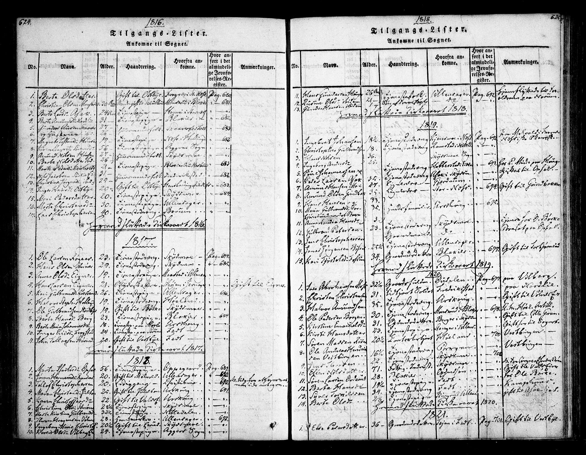 Sørum prestekontor Kirkebøker, AV/SAO-A-10303/F/Fa/L0003: Parish register (official) no. I 3, 1814-1829, p. 624-625