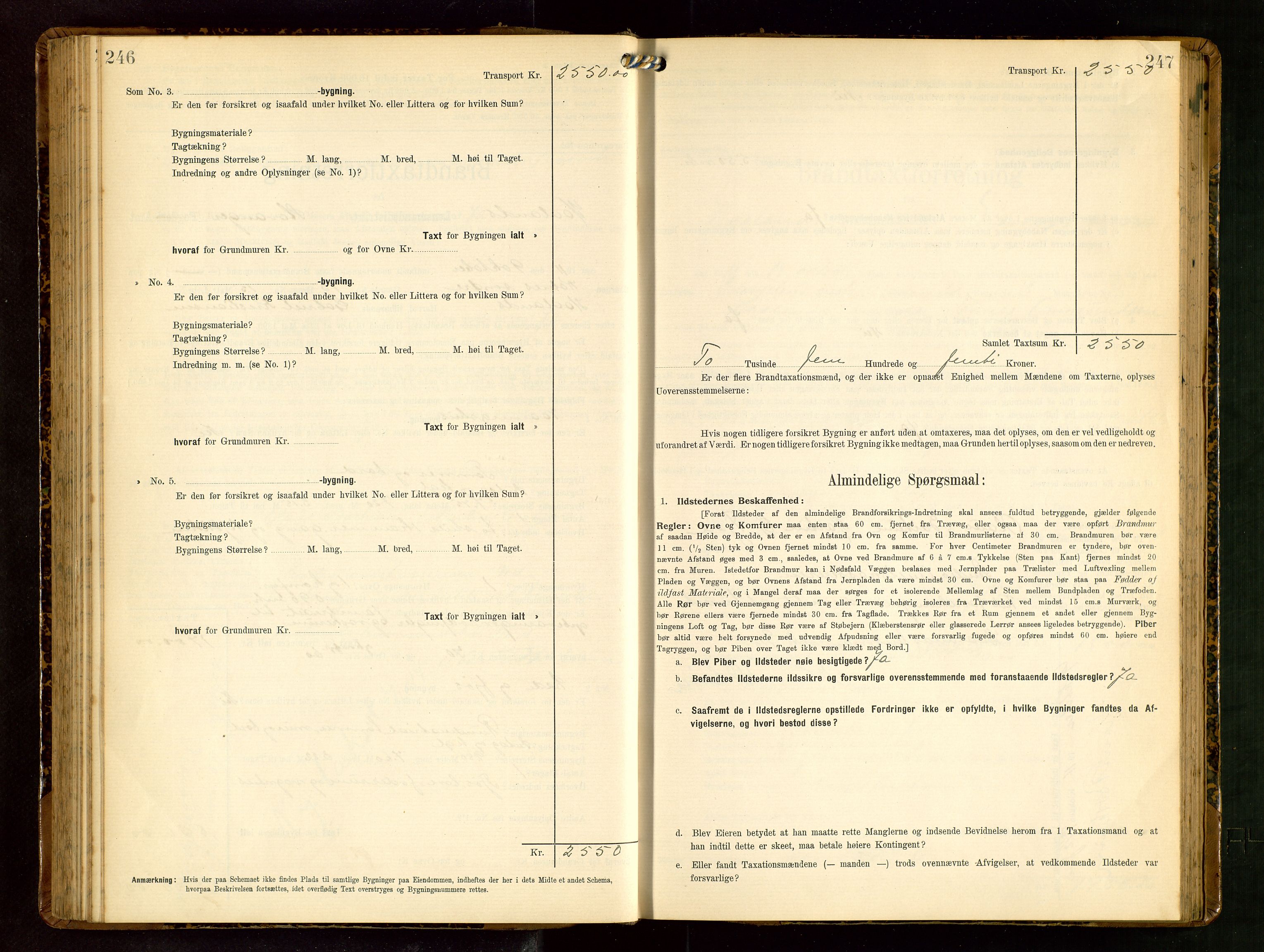 Håland lensmannskontor, AV/SAST-A-100100/Gob/L0003: Branntakstprotokoll - skjematakst. Register i boken., 1909-1910, p. 246-247