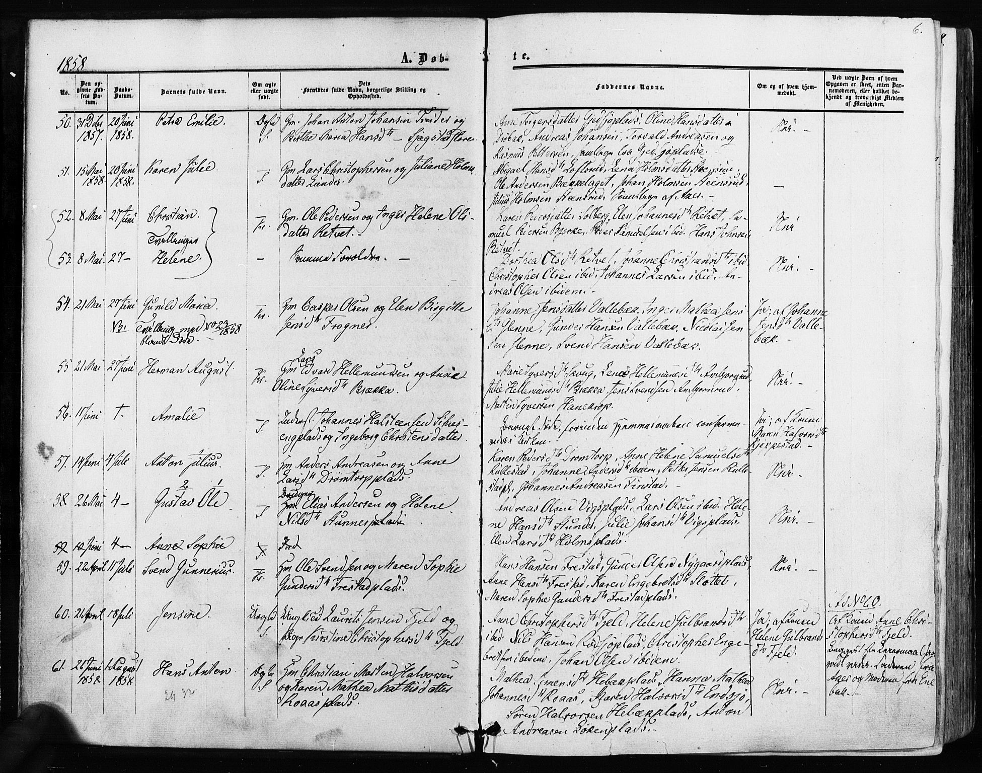 Kråkstad prestekontor Kirkebøker, SAO/A-10125a/F/Fa/L0007: Parish register (official) no. I 7, 1858-1870, p. 6