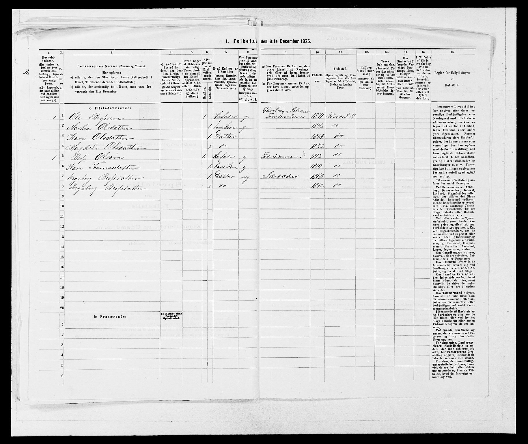 SAB, 1875 census for 1251P Bruvik, 1875, p. 354