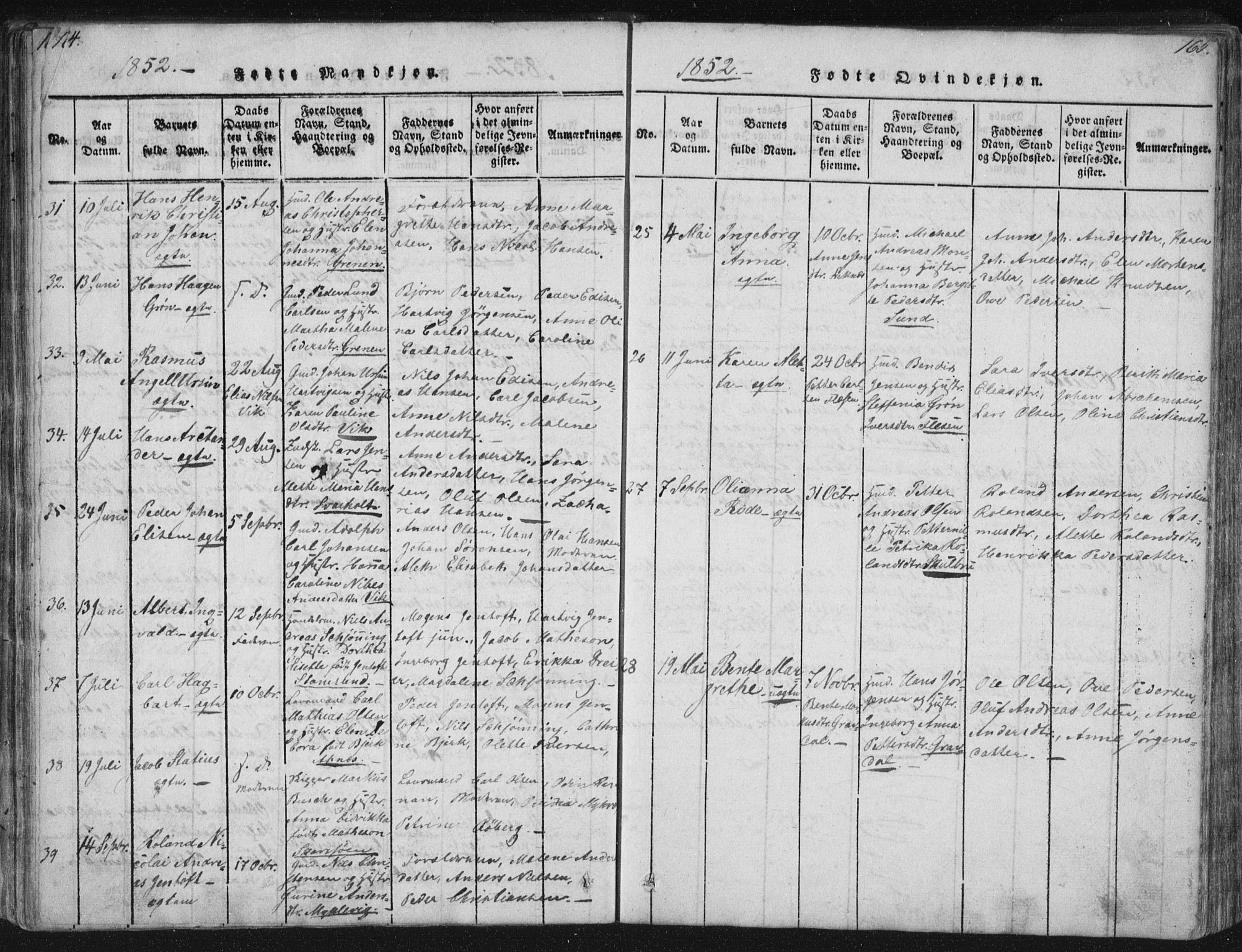 Ministerialprotokoller, klokkerbøker og fødselsregistre - Nordland, SAT/A-1459/881/L1164: Parish register (copy) no. 881C01, 1818-1853, p. 164-165
