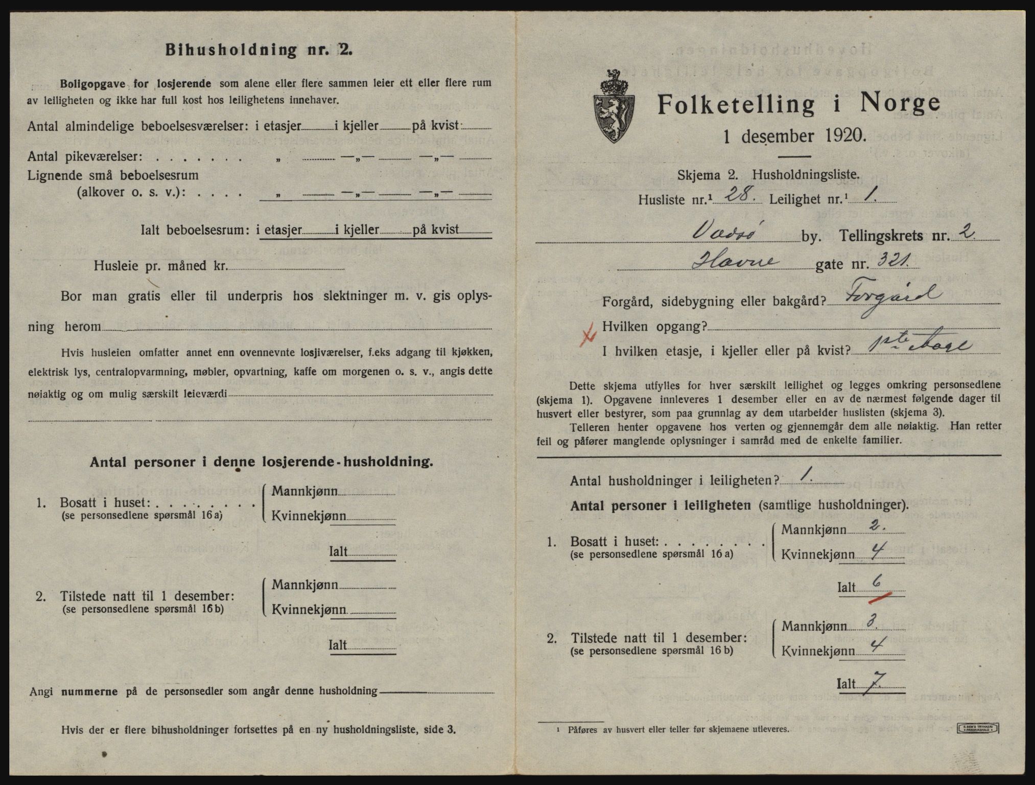 SATØ, 1920 census for Vadsø, 1920, p. 1036