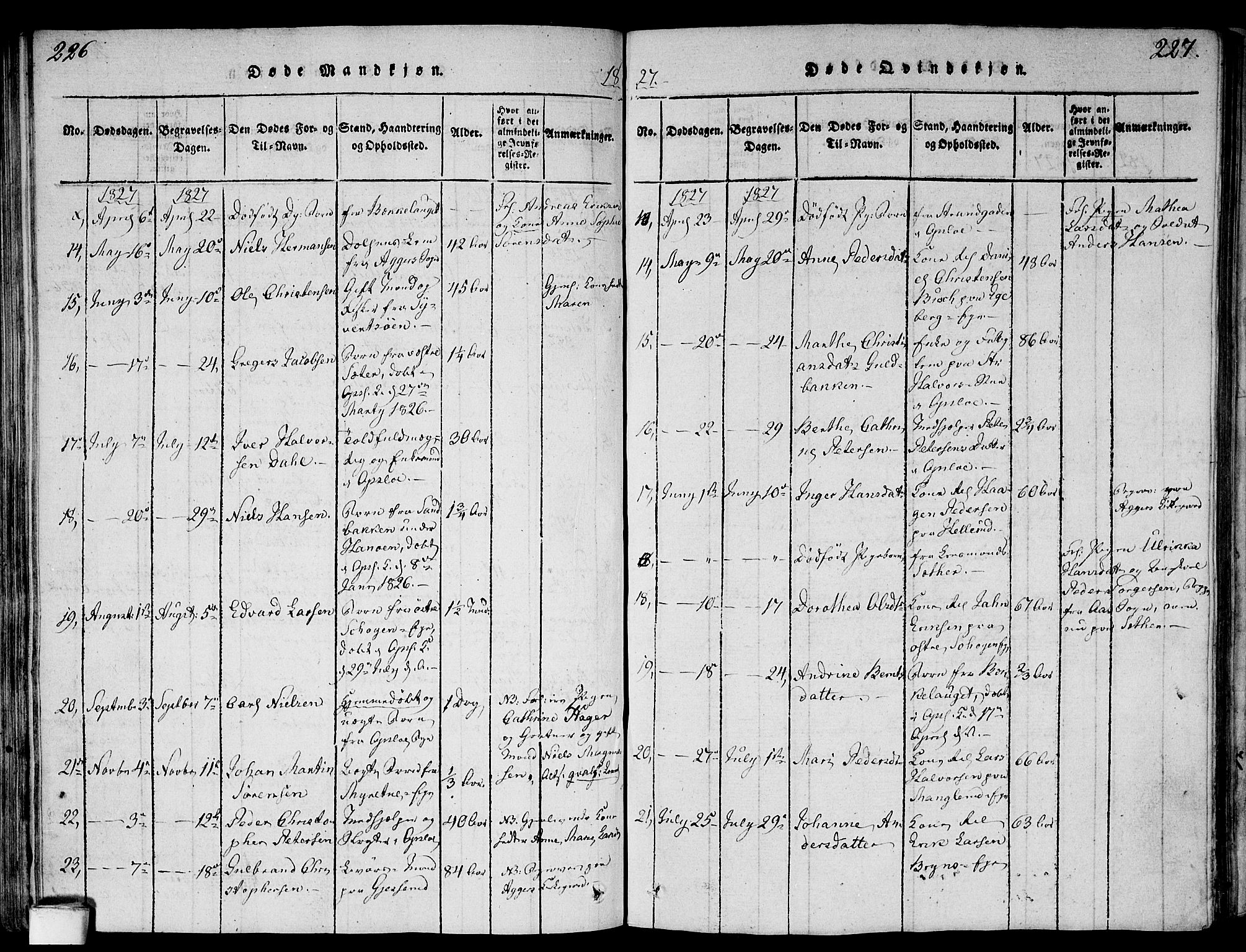 Gamlebyen prestekontor Kirkebøker, AV/SAO-A-10884/F/Fa/L0002: Parish register (official) no. 2, 1817-1829, p. 226-227