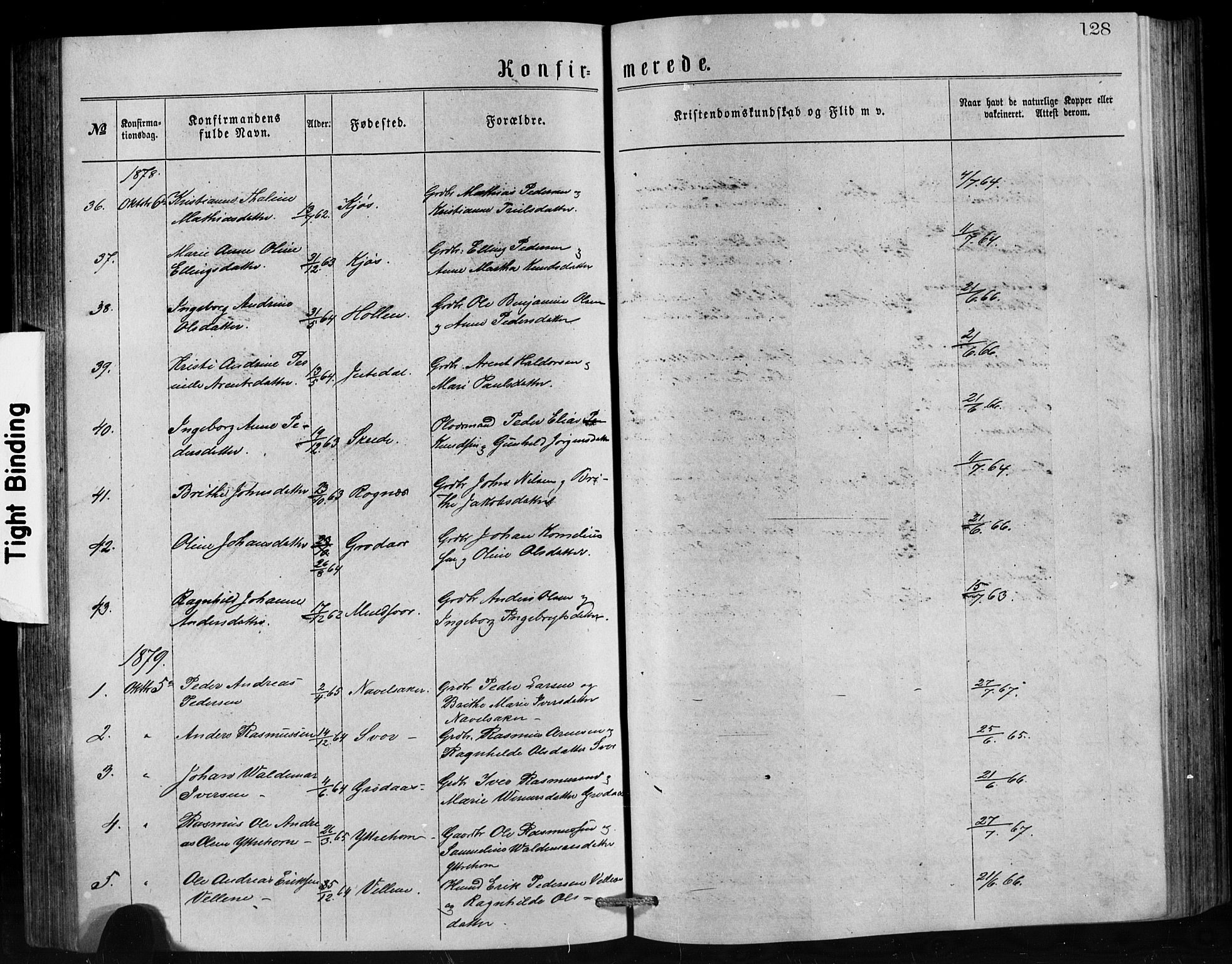 Hornindal sokneprestembete, SAB/A-82401/H/Hab: Parish register (copy) no. A 1, 1876-1894, p. 128