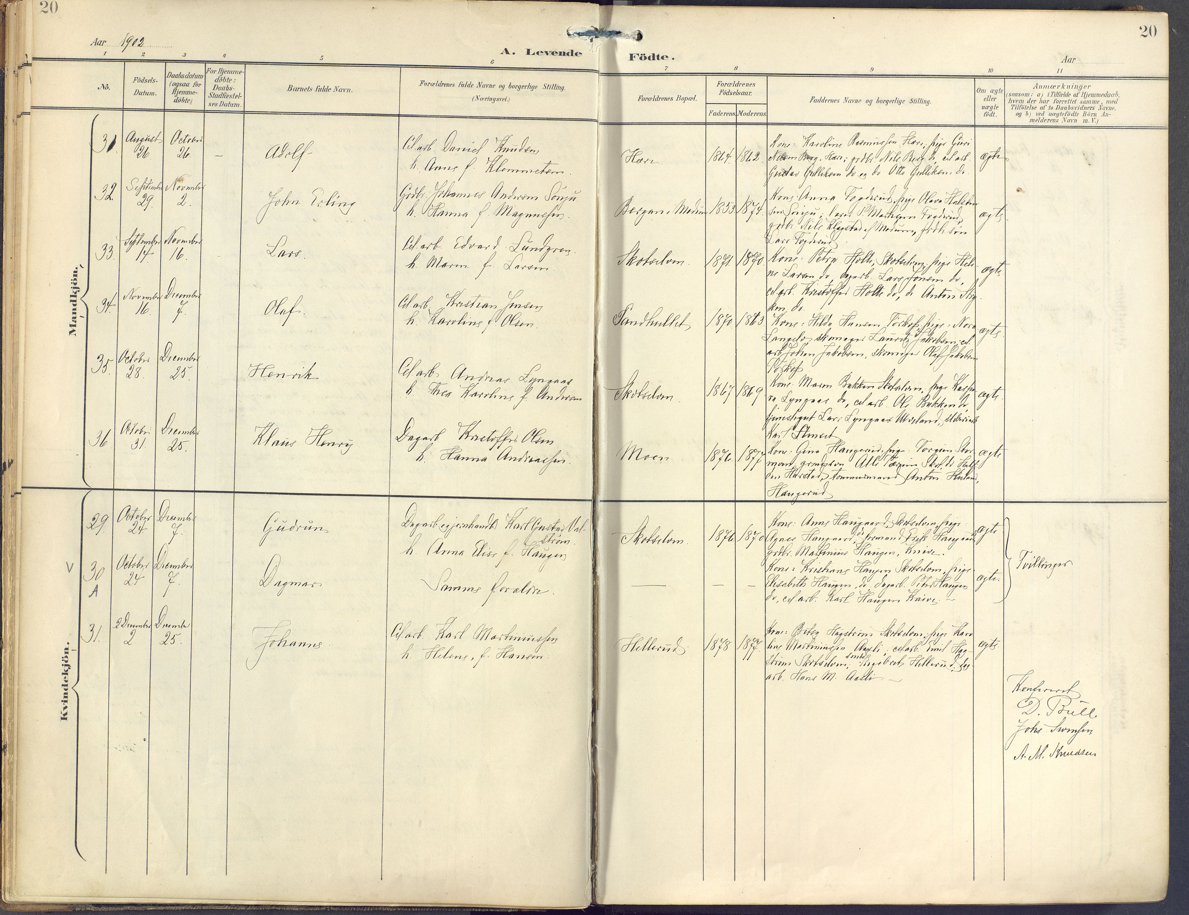 Eiker kirkebøker, AV/SAKO-A-4/F/Fc/L0004: Parish register (official) no. III 4, 1900-1919, p. 20
