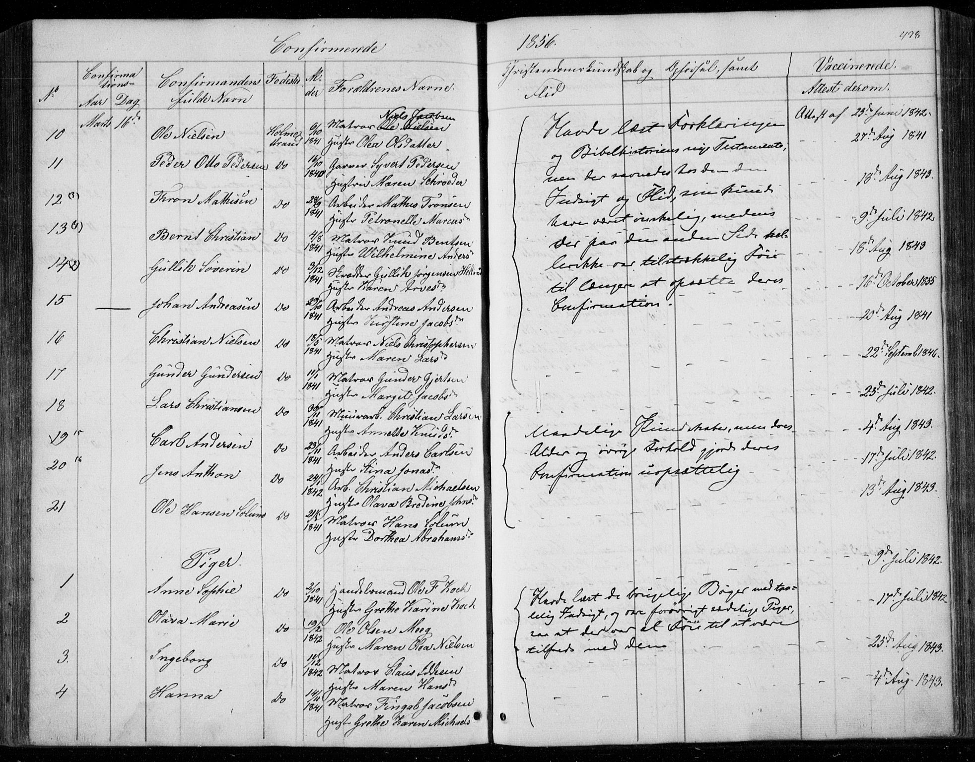 Holmestrand kirkebøker, SAKO/A-346/F/Fa/L0002: Parish register (official) no. 2, 1840-1866, p. 428