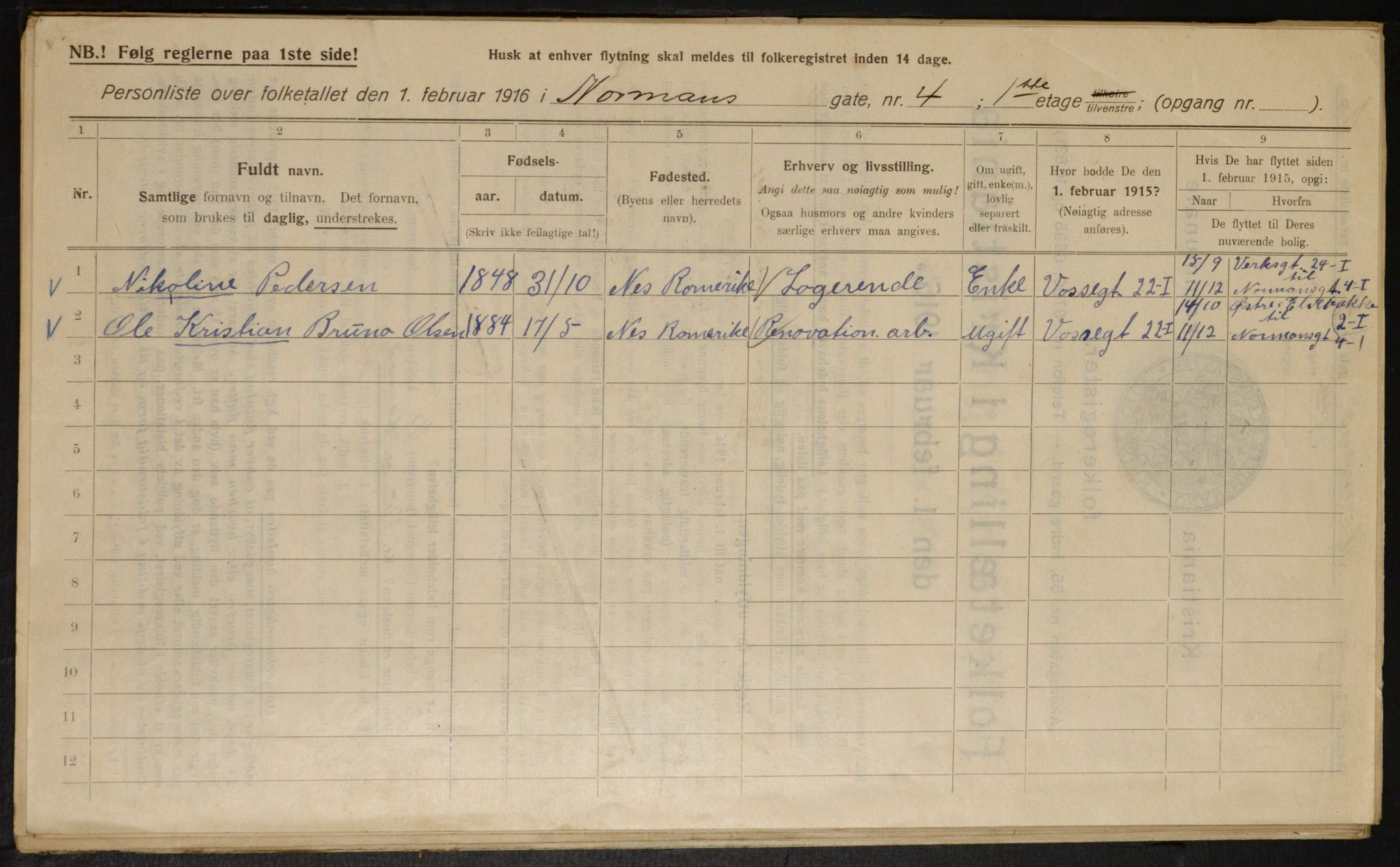 OBA, Municipal Census 1916 for Kristiania, 1916, p. 75214