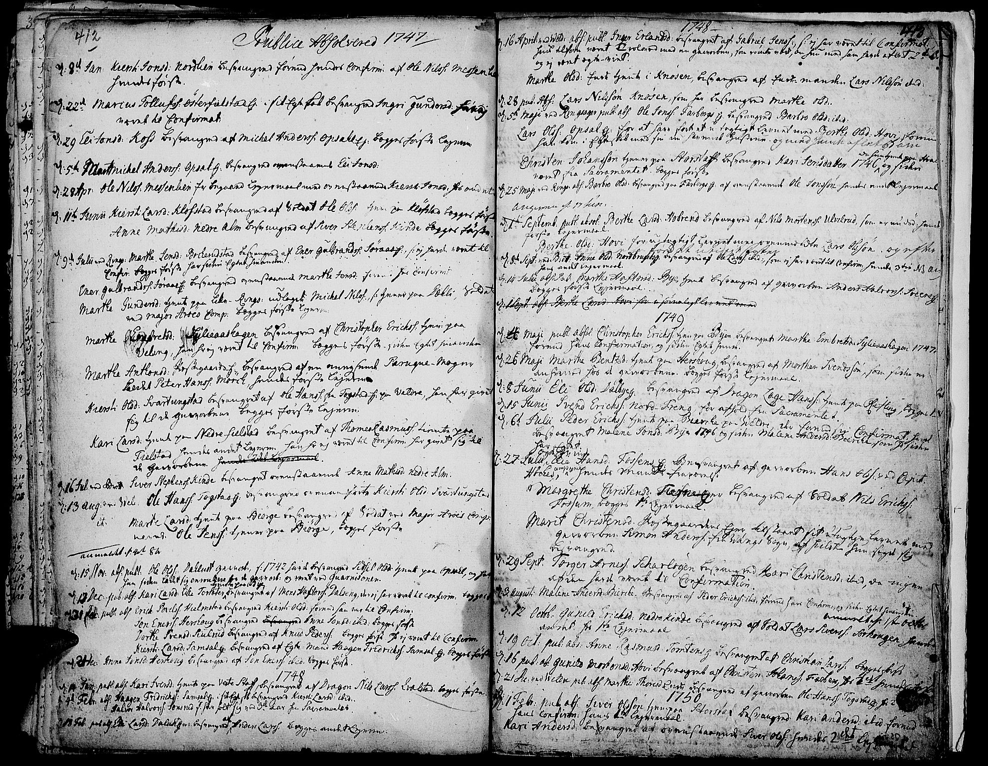 Ringsaker prestekontor, AV/SAH-PREST-014/K/Ka/L0002: Parish register (official) no. 2, 1747-1774, p. 412-413