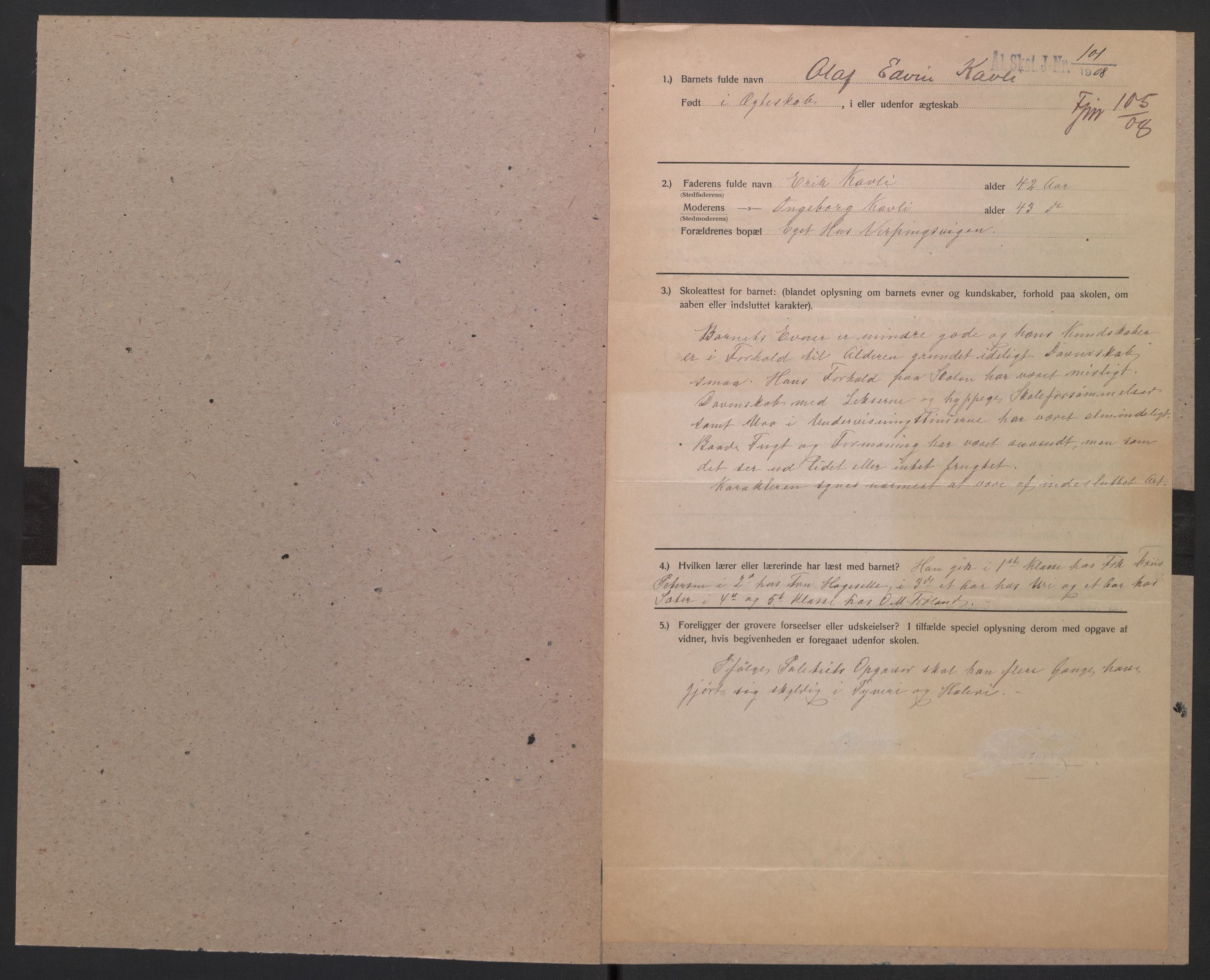 Falstad skolehjem, AV/RA-S-1676/E/Eb/L0008: Elevmapper løpenr. 169-188, 1907-1914, p. 88
