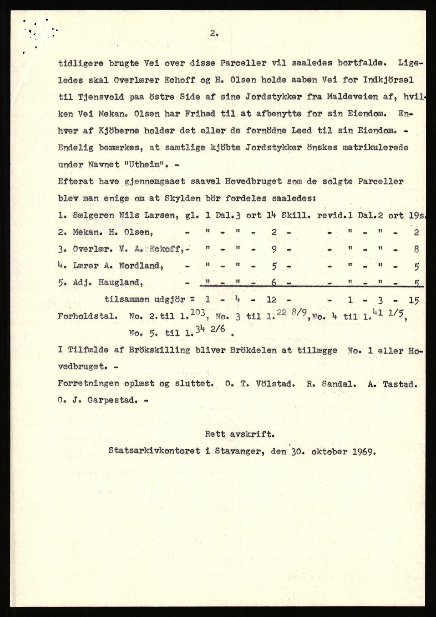 Statsarkivet i Stavanger, SAST/A-101971/03/Y/Yj/L0087: Avskrifter sortert etter gårdsnavn: Tjemsland nordre - Todhammer, 1750-1930, p. 71