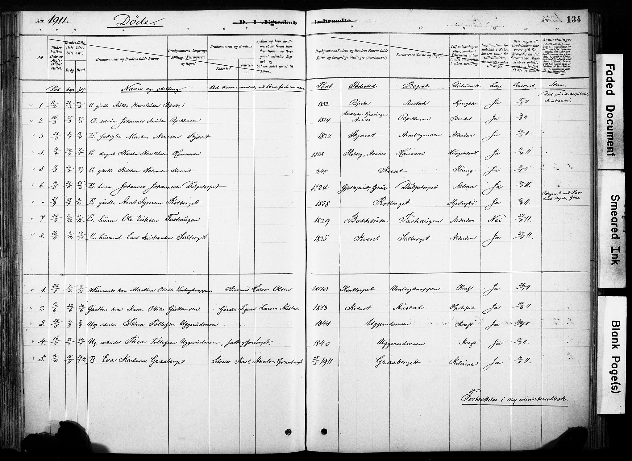 Hof prestekontor, SAH/PREST-038/H/Ha/Haa/L0011: Parish register (official) no. 11, 1879-1911, p. 134