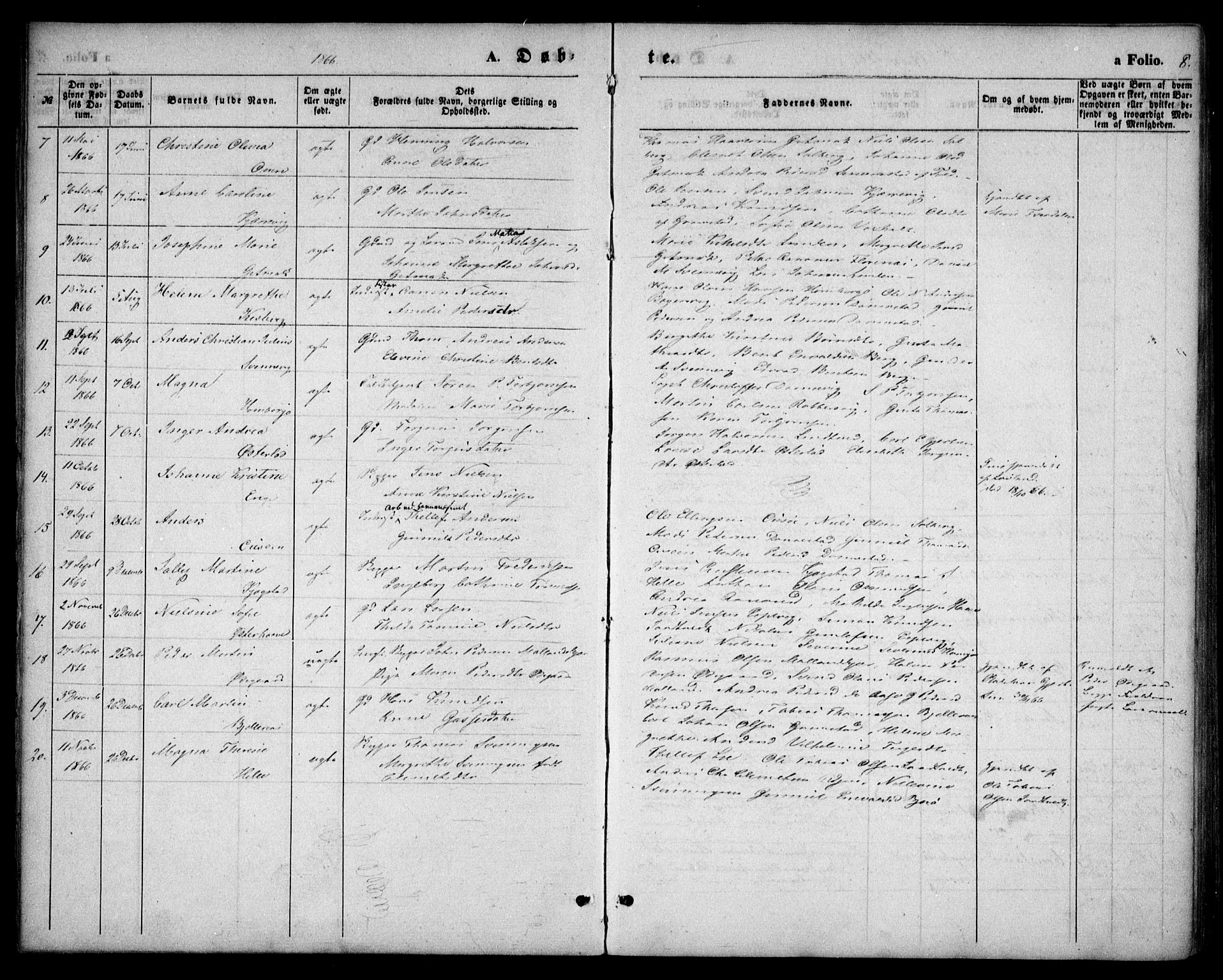 Hommedal sokneprestkontor, SAK/1111-0023/F/Fa/Faa/L0002: Parish register (official) no. A 2, 1861-1884, p. 8