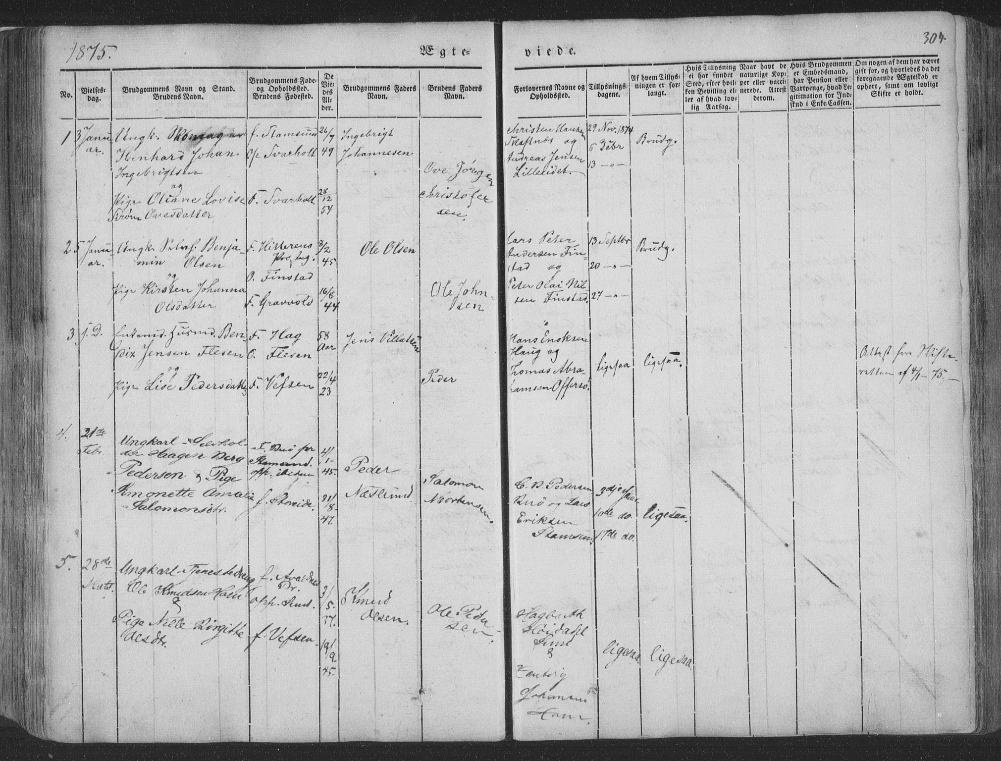 Ministerialprotokoller, klokkerbøker og fødselsregistre - Nordland, AV/SAT-A-1459/881/L1165: Parish register (copy) no. 881C02, 1854-1876, p. 304