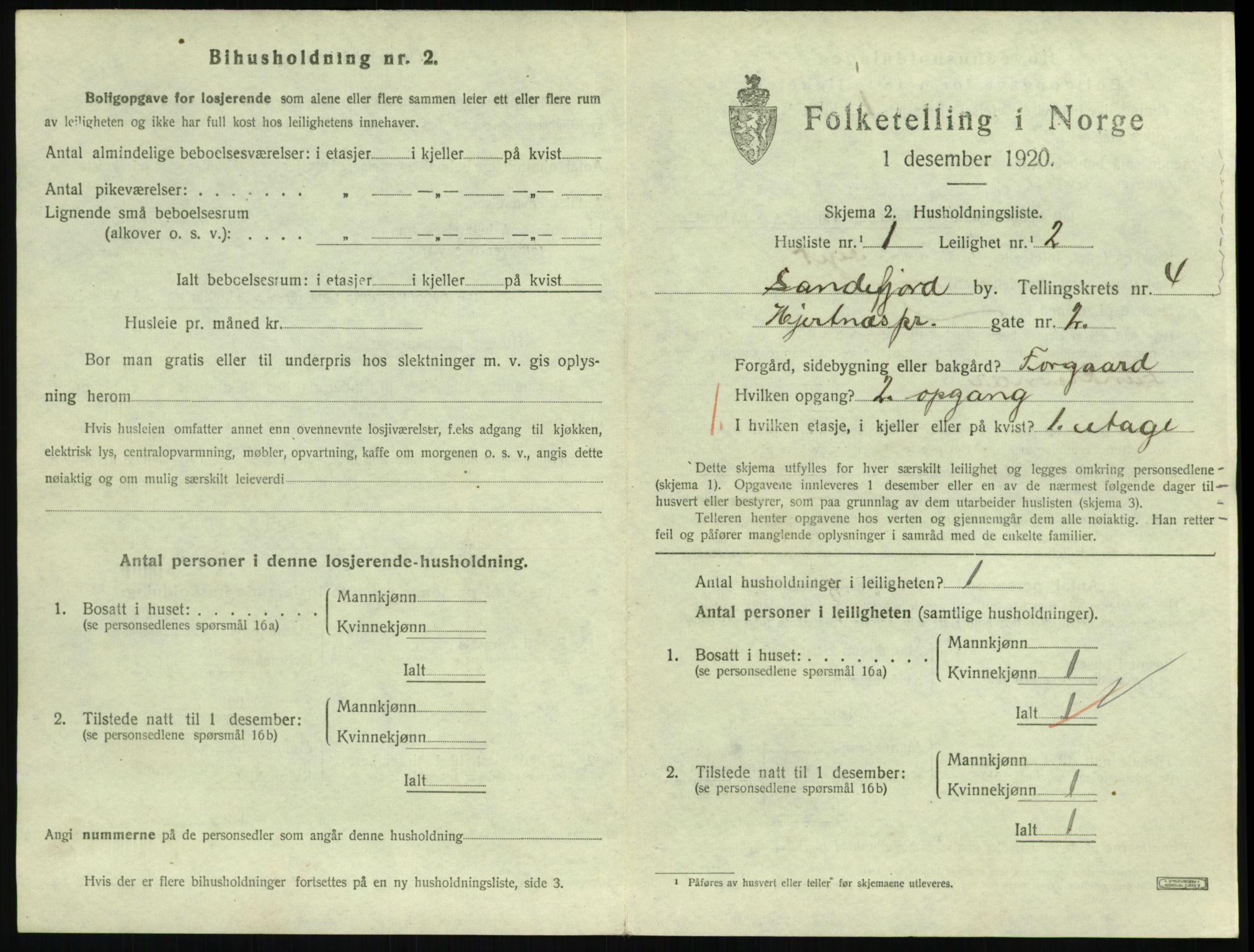 SAKO, 1920 census for Sandefjord, 1920, p. 2240