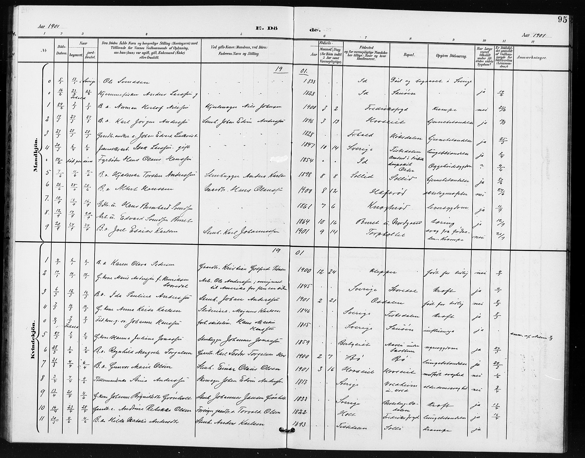 Idd prestekontor Kirkebøker, SAO/A-10911/G/Gb/L0001: Parish register (copy) no. II 1, 1901-1907, p. 95