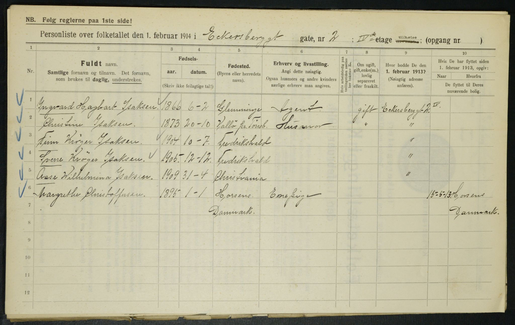 OBA, Municipal Census 1914 for Kristiania, 1914, p. 18373