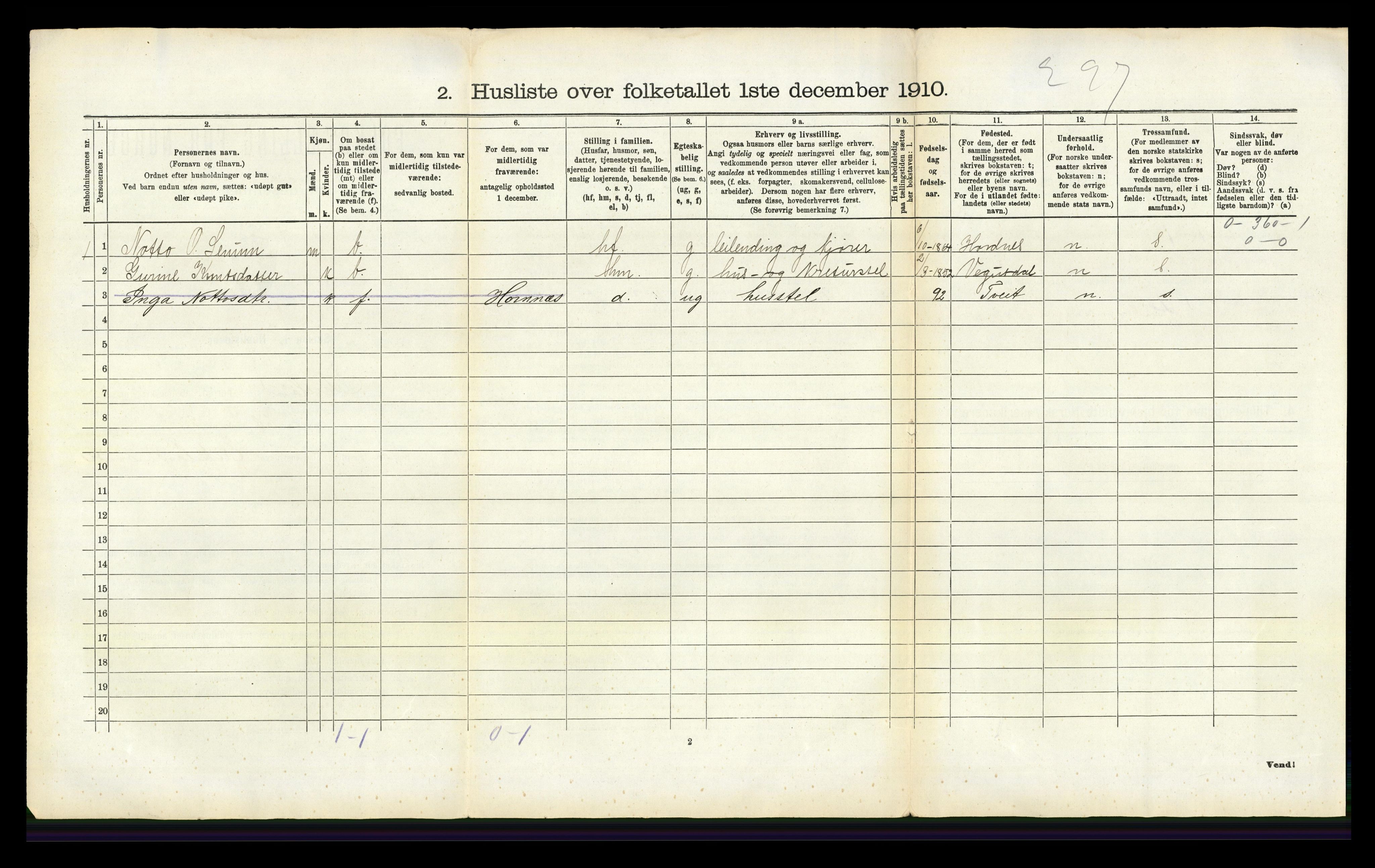 RA, 1910 census for Iveland, 1910, p. 352