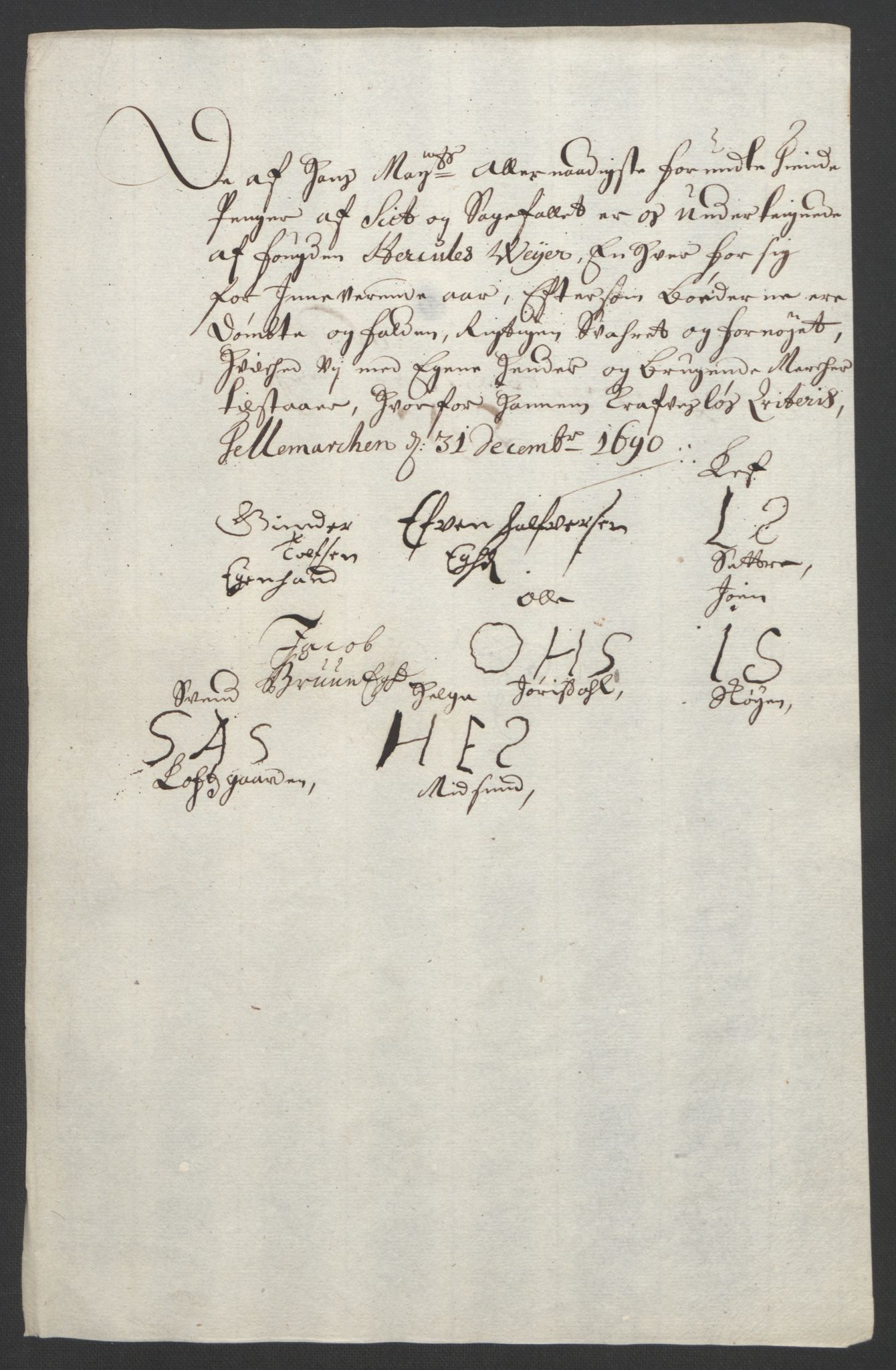 Rentekammeret inntil 1814, Reviderte regnskaper, Fogderegnskap, AV/RA-EA-4092/R35/L2091: Fogderegnskap Øvre og Nedre Telemark, 1690-1693, p. 29