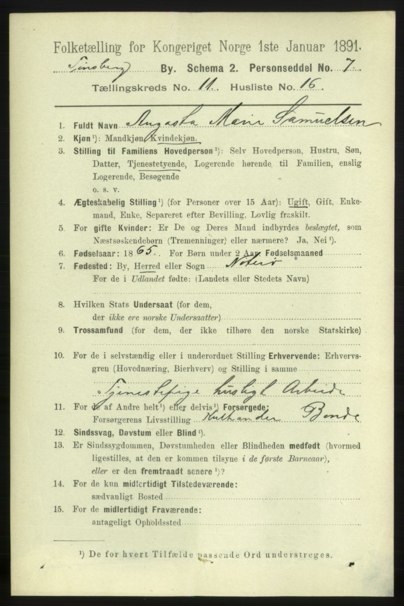 RA, 1891 census for 0705 Tønsberg, 1891, p. 4060