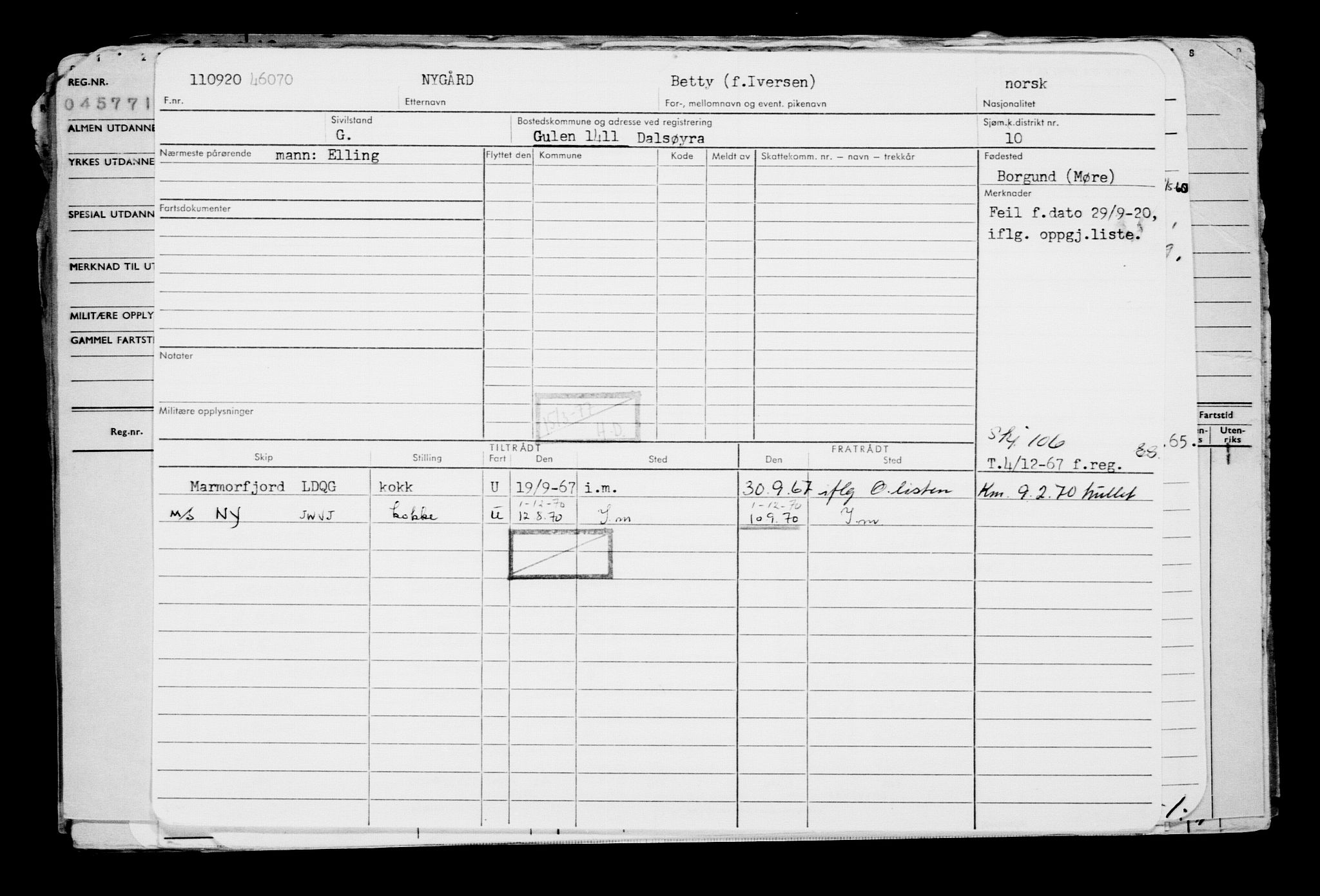 Direktoratet for sjømenn, AV/RA-S-3545/G/Gb/L0185: Hovedkort, 1920, p. 251