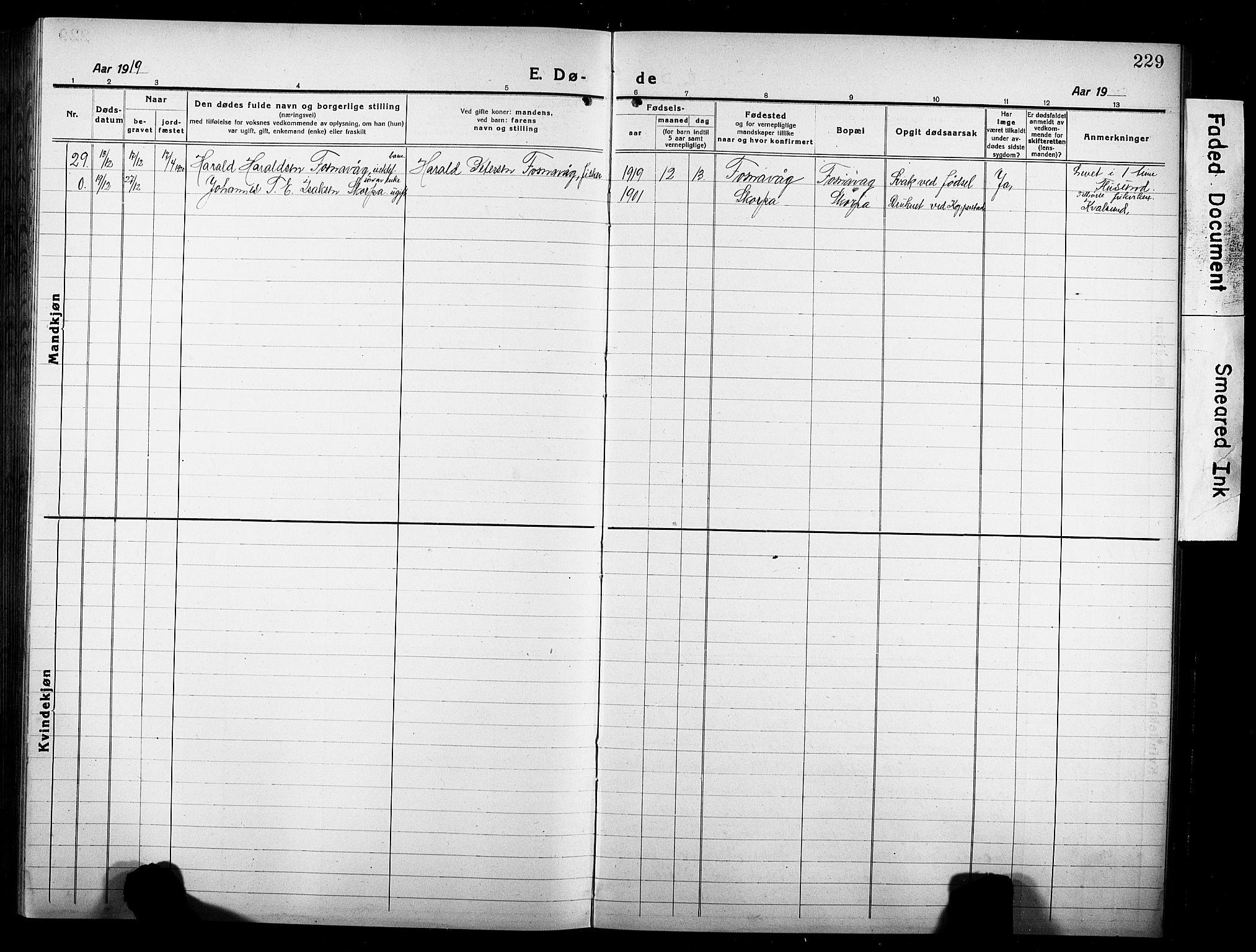 Ministerialprotokoller, klokkerbøker og fødselsregistre - Møre og Romsdal, AV/SAT-A-1454/507/L0084: Parish register (copy) no. 507C07, 1919-1932, p. 229