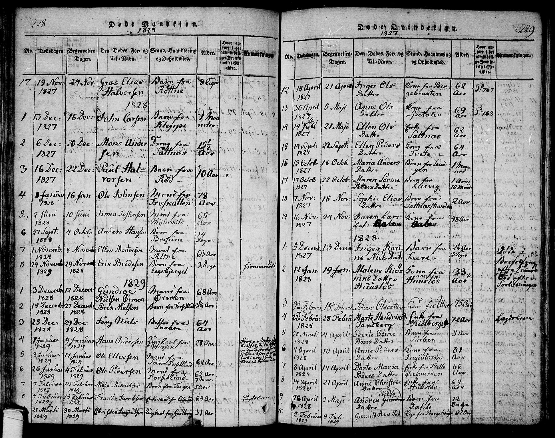 Onsøy prestekontor Kirkebøker, SAO/A-10914/F/Fa/L0002: Parish register (official) no. I 2, 1814-1840, p. 228-229