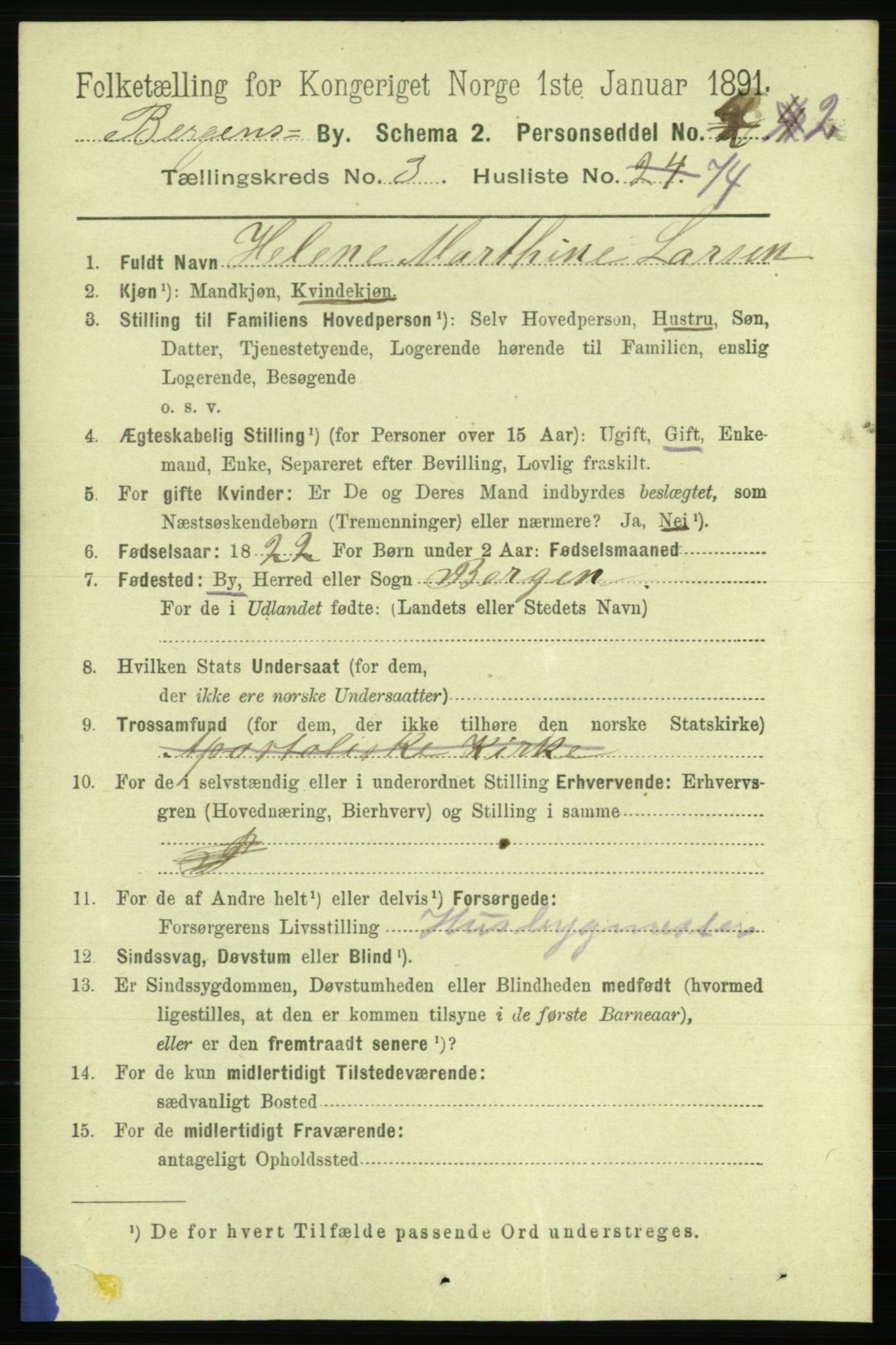 RA, 1891 Census for 1301 Bergen, 1891, p. 12492