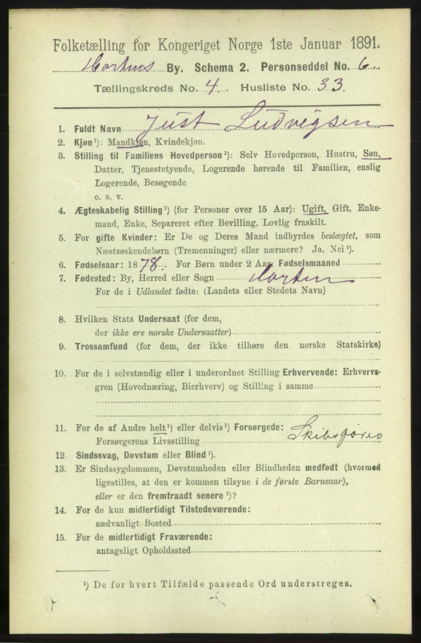 RA, 1891 census for 0703 Horten, 1891, p. 3476