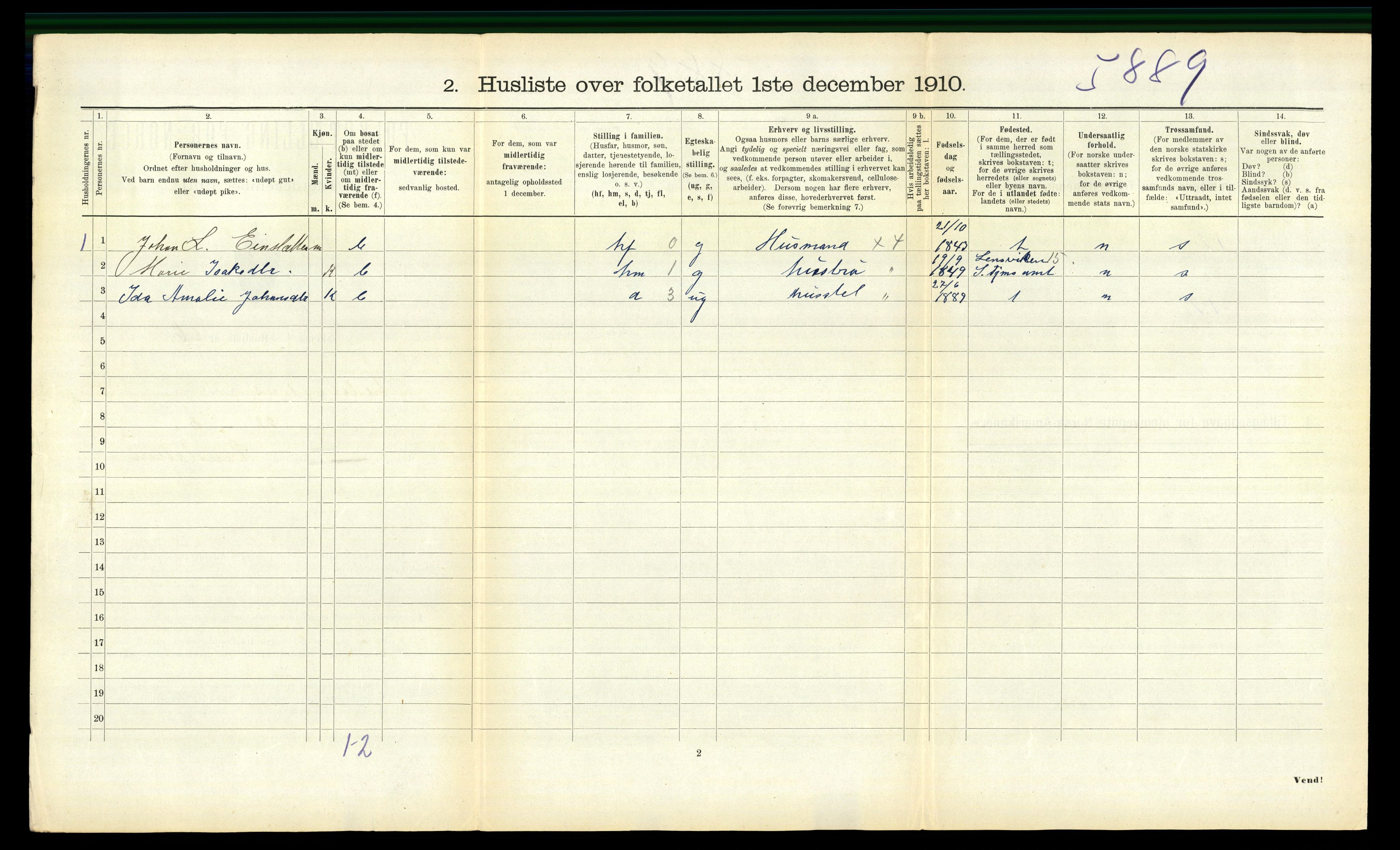 RA, 1910 census for Stadsbygd, 1910, p. 522