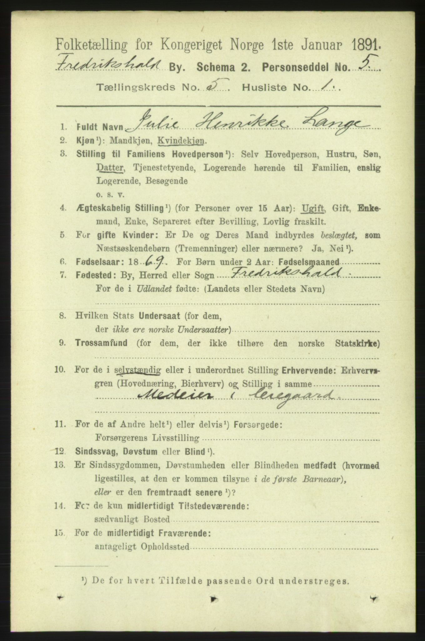 RA, 1891 census for 0101 Fredrikshald, 1891, p. 4056