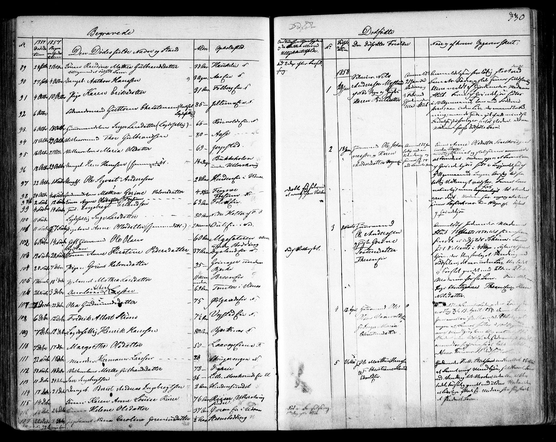 Nes prestekontor Kirkebøker, AV/SAO-A-10410/F/Fa/L0007: Parish register (official) no. I 7, 1846-1858, p. 330